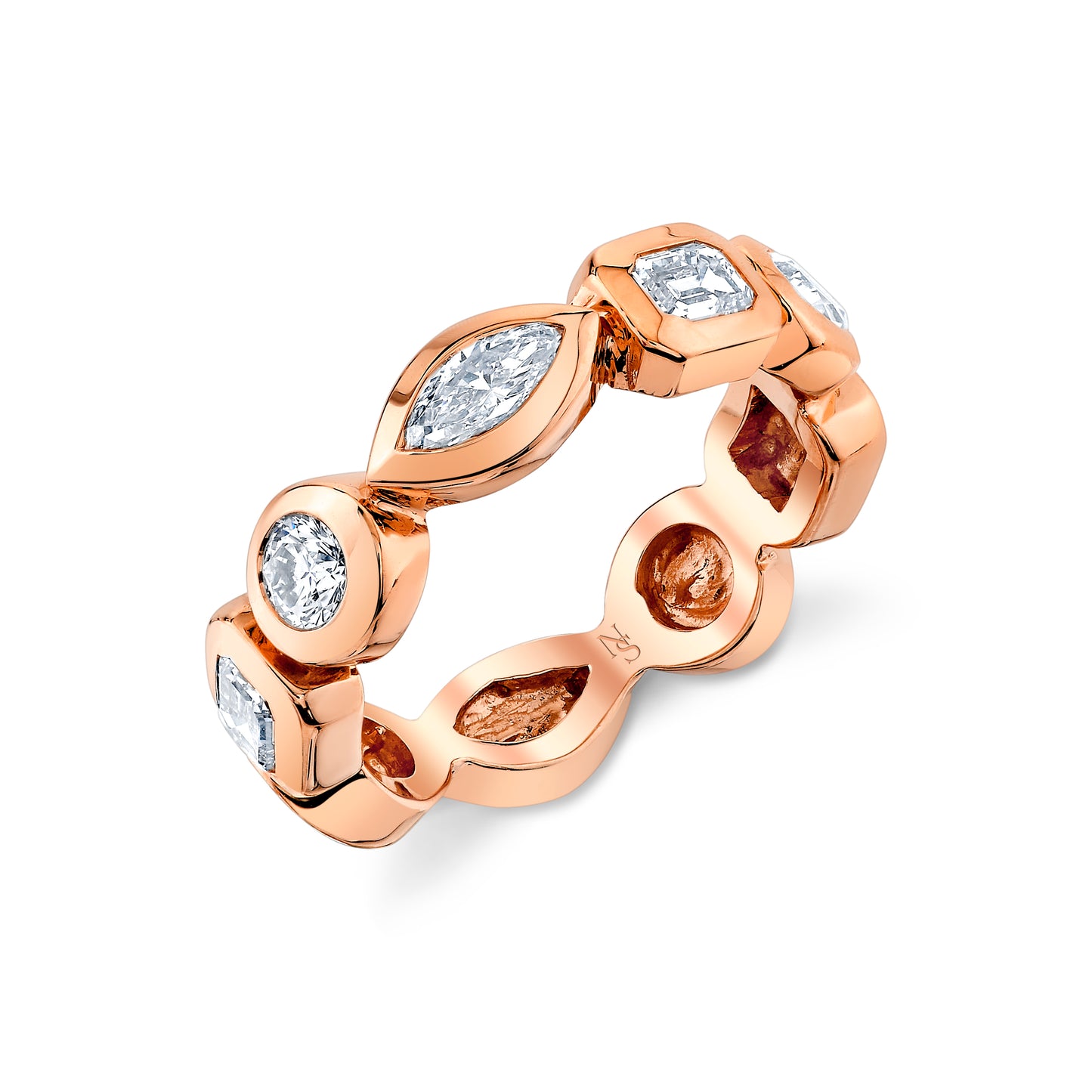 East West Mixed Shape Bezel Set Diamond Eternity Band