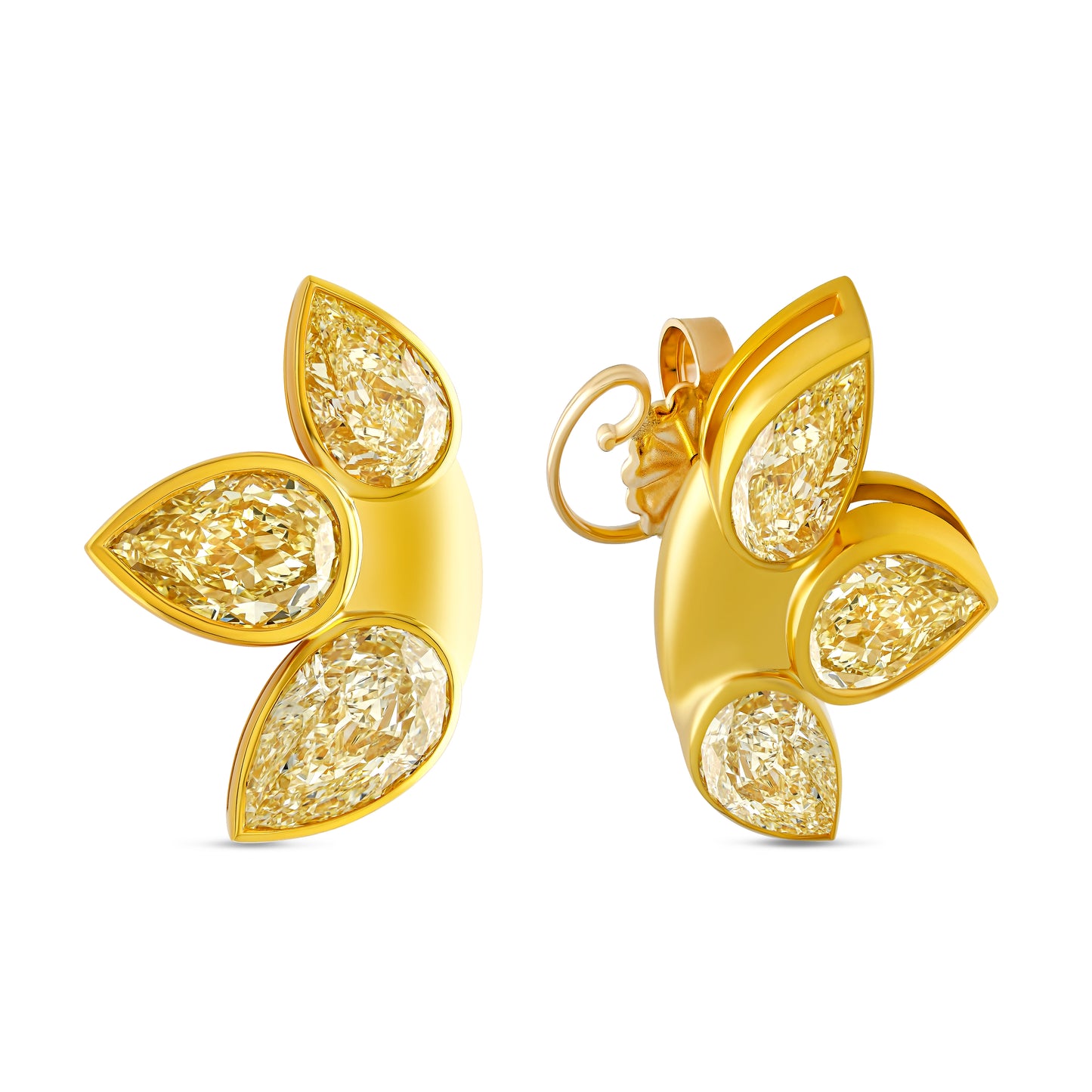 Fancy Yellow Pear Cluster Earrings