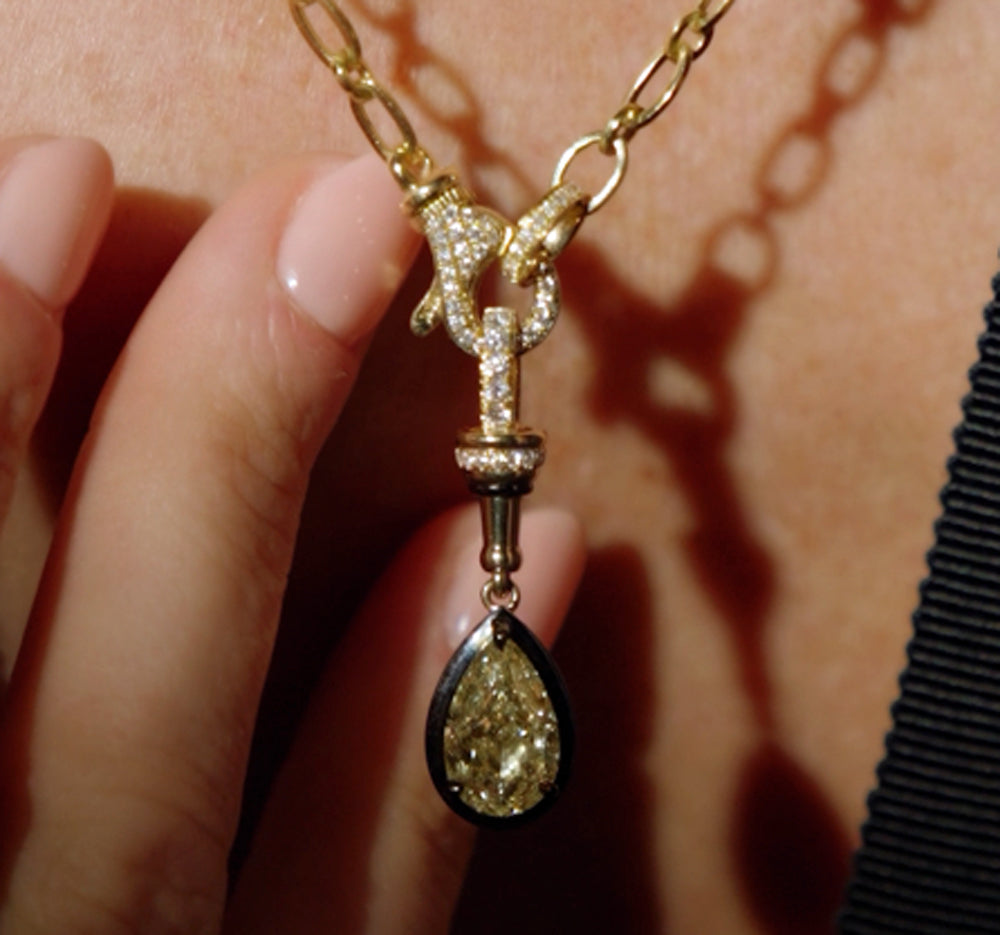 Fancy Light Yellow Pear Diamond Pendant