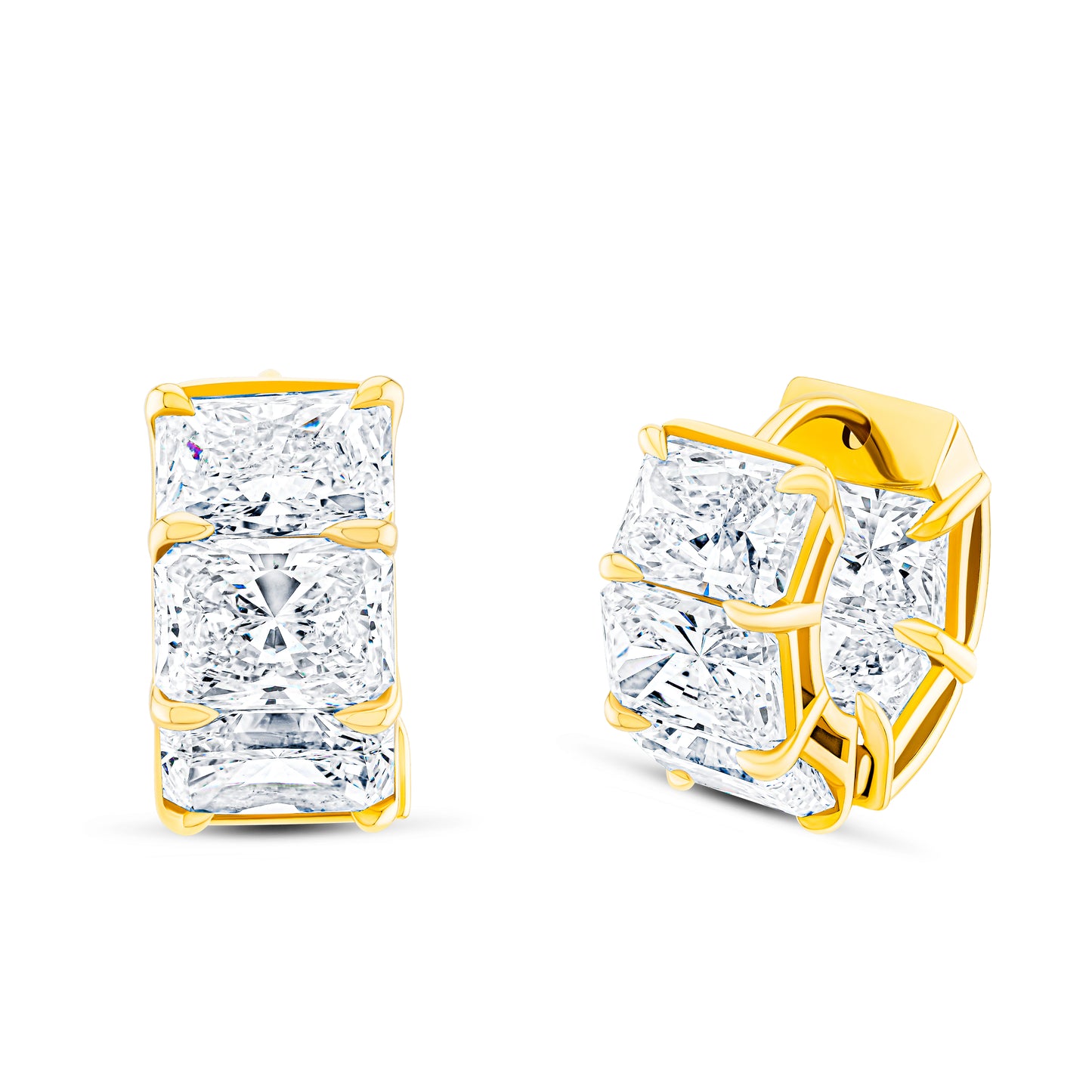 Large Radiant Diamond Huggies