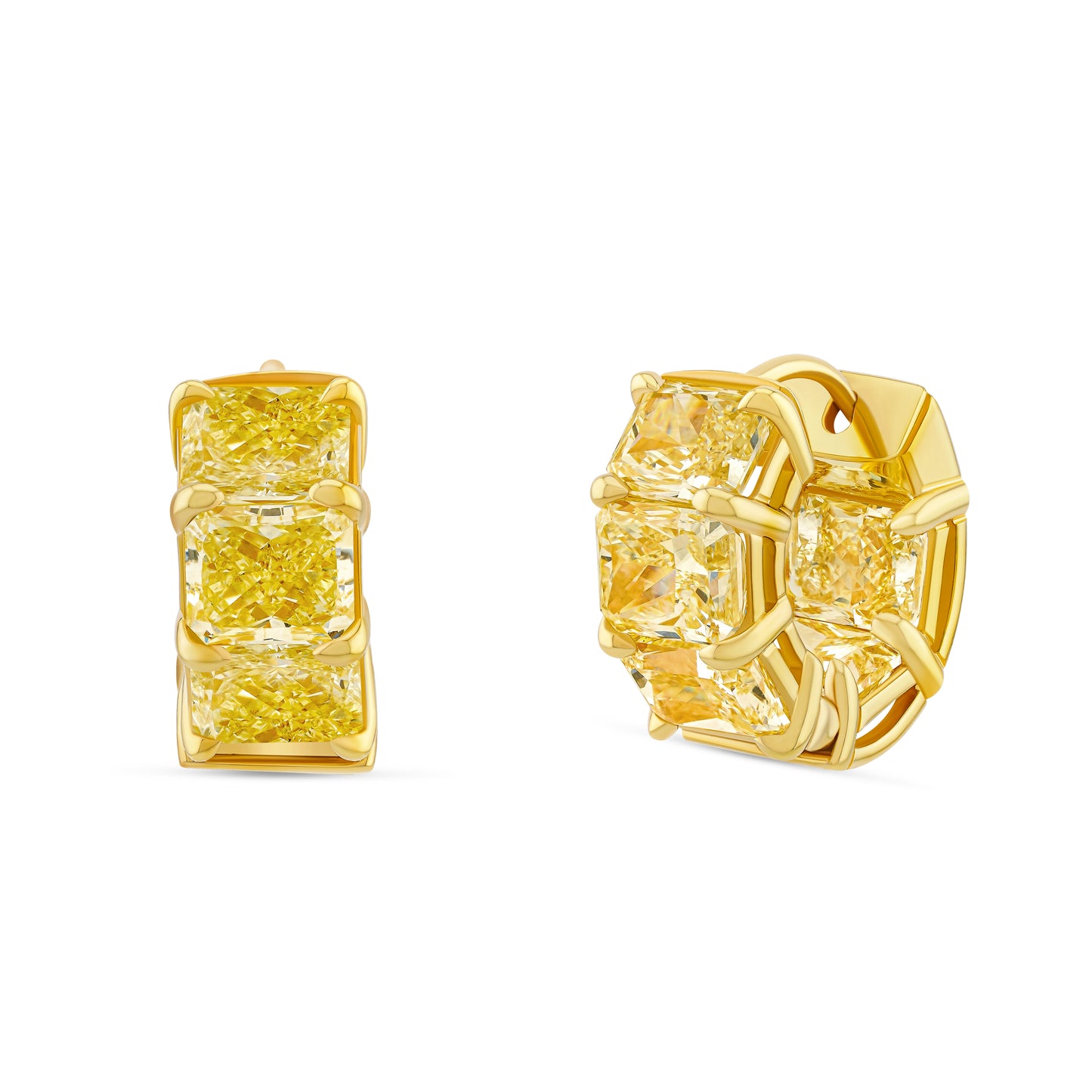 Fancy Yellow Radiant Diamond Huggies