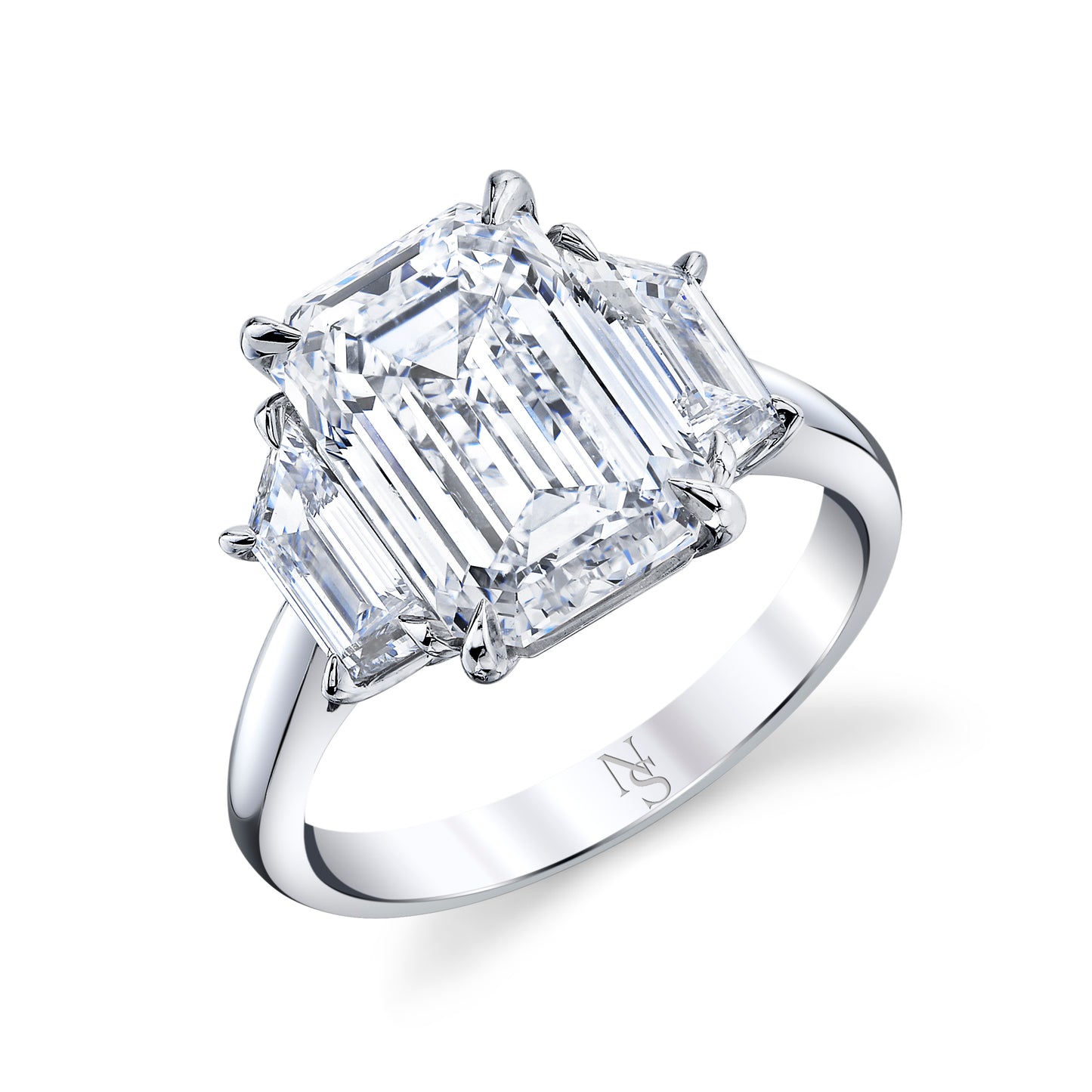 Emerald Cut Diamond Three-Stone Ring