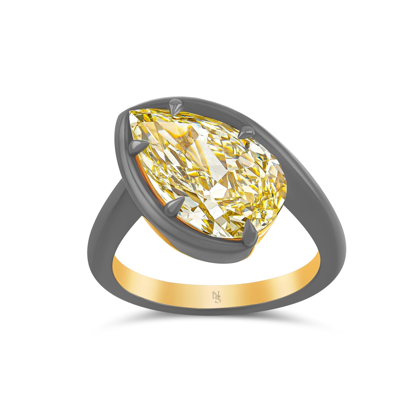 Fancy Yellow Tilted Diamond Pear Solitaire