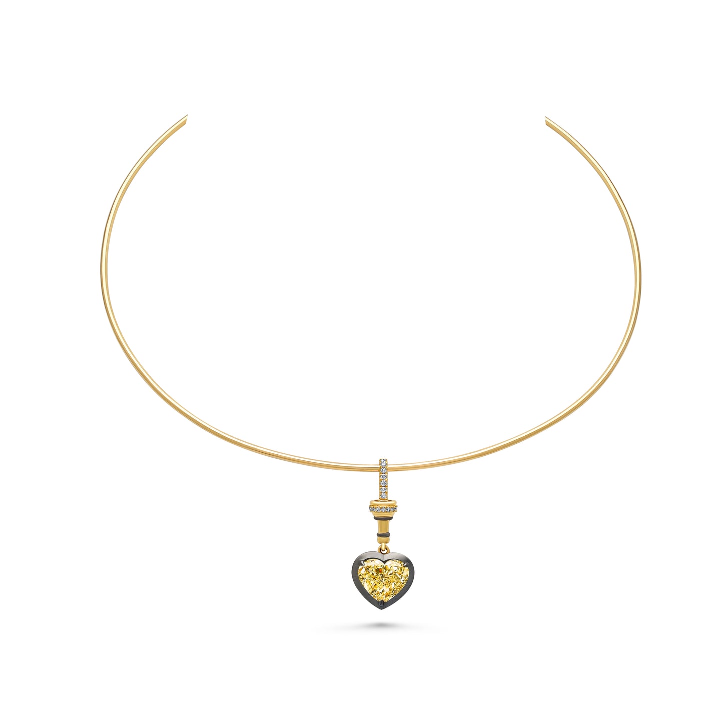 Fancy Yellow Heart Diamond Drop Pendant