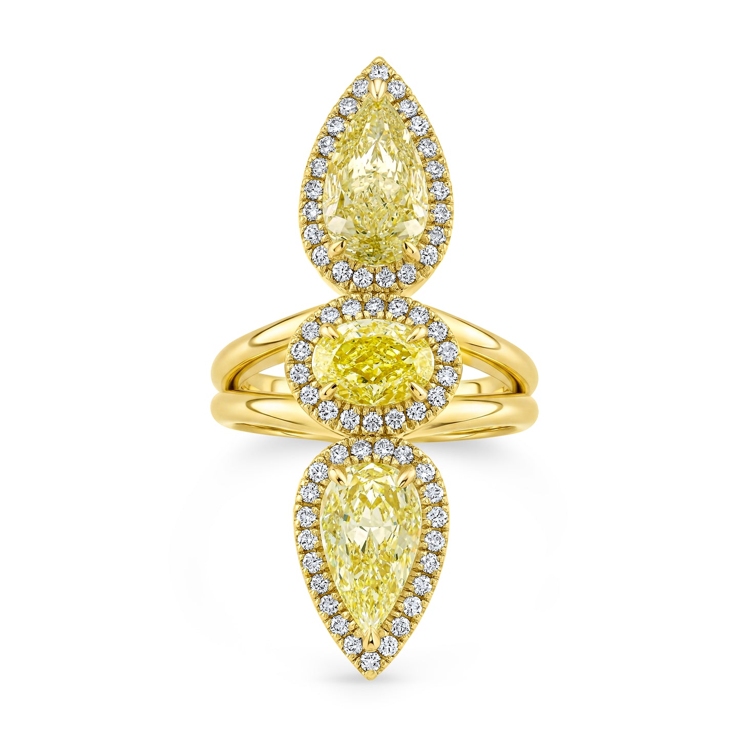 Fancy Yellow Three Stone Ring