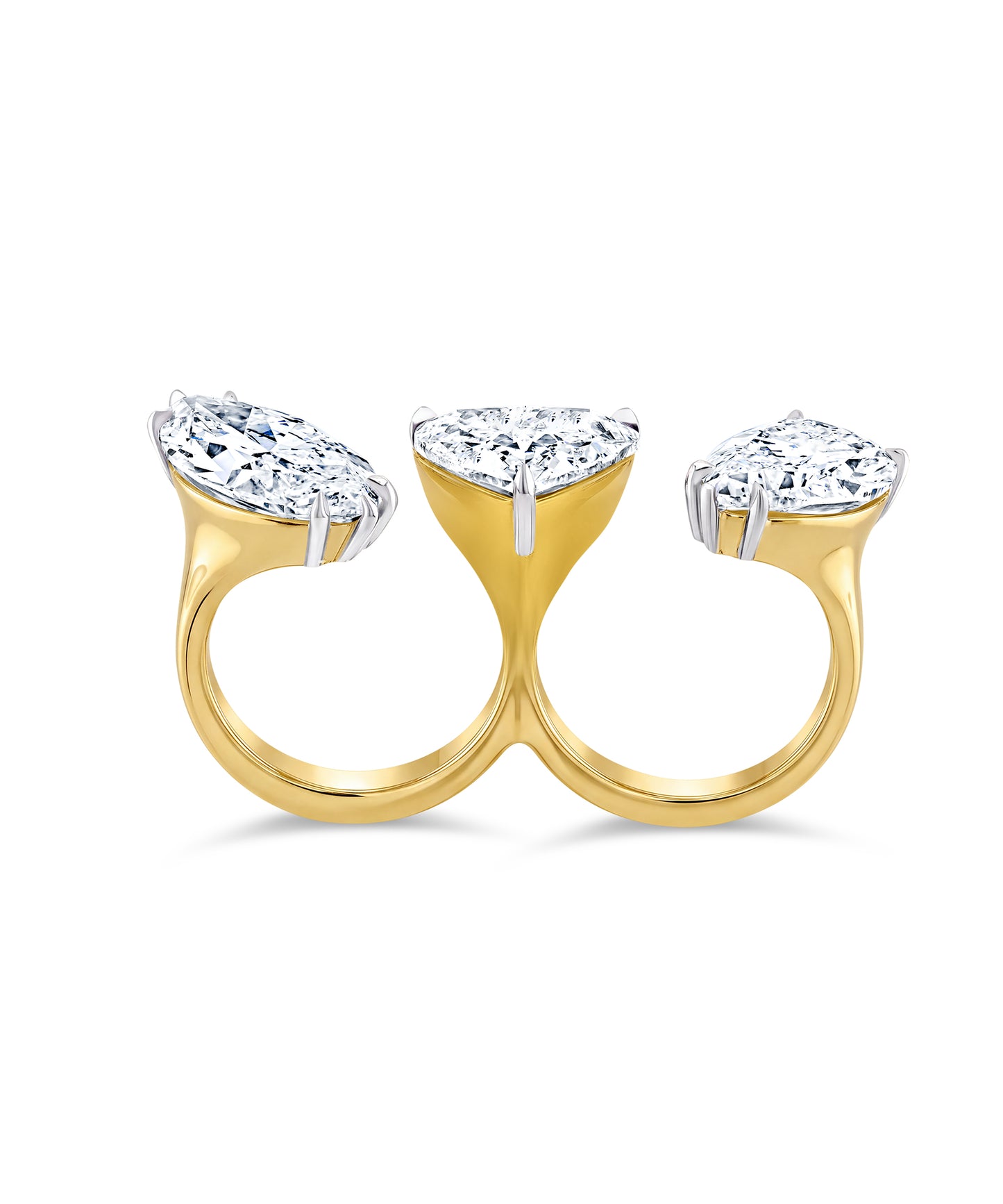 Two-finger Mixed Shape Diamond Ring