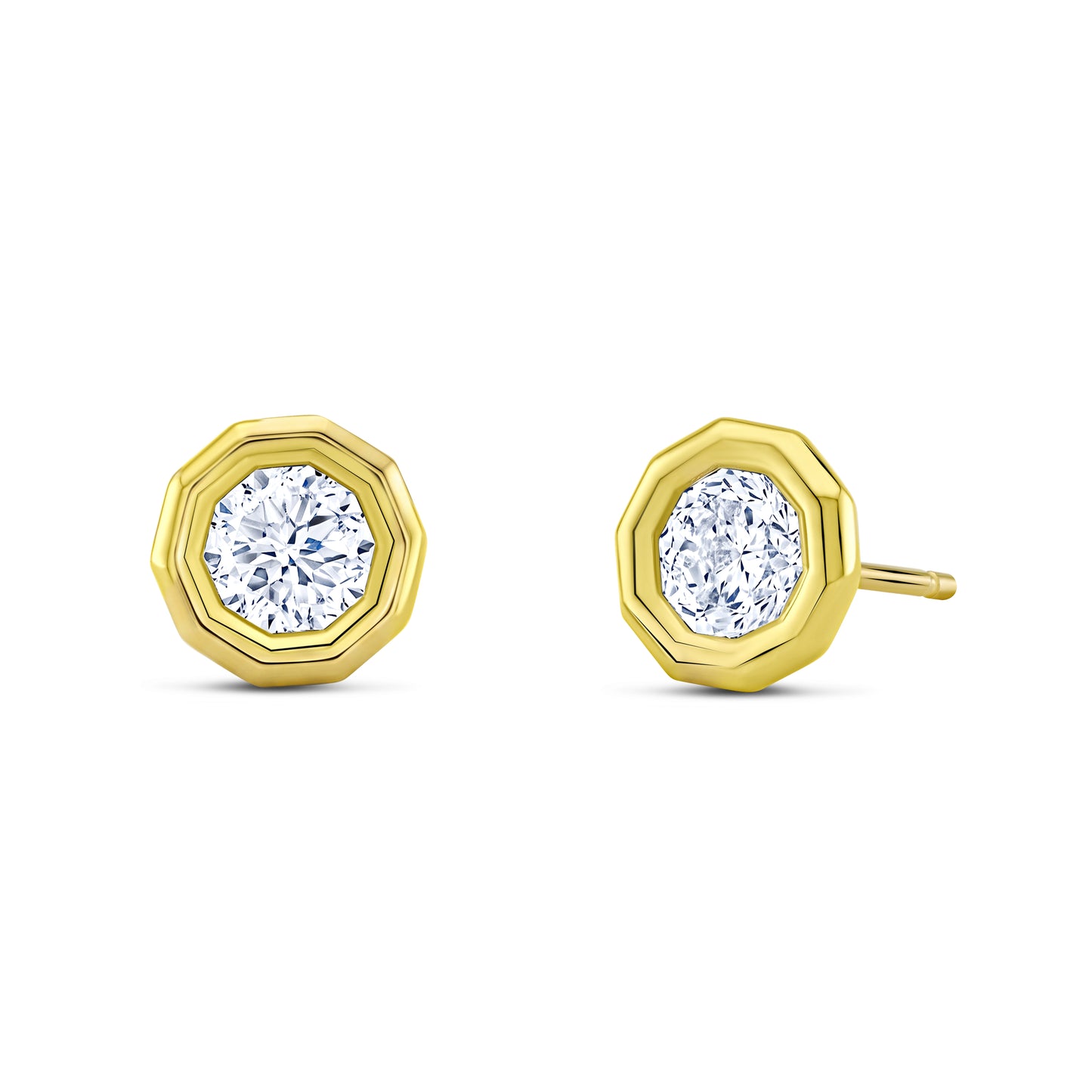 Octagonal Cut Diamond Stud Earrings