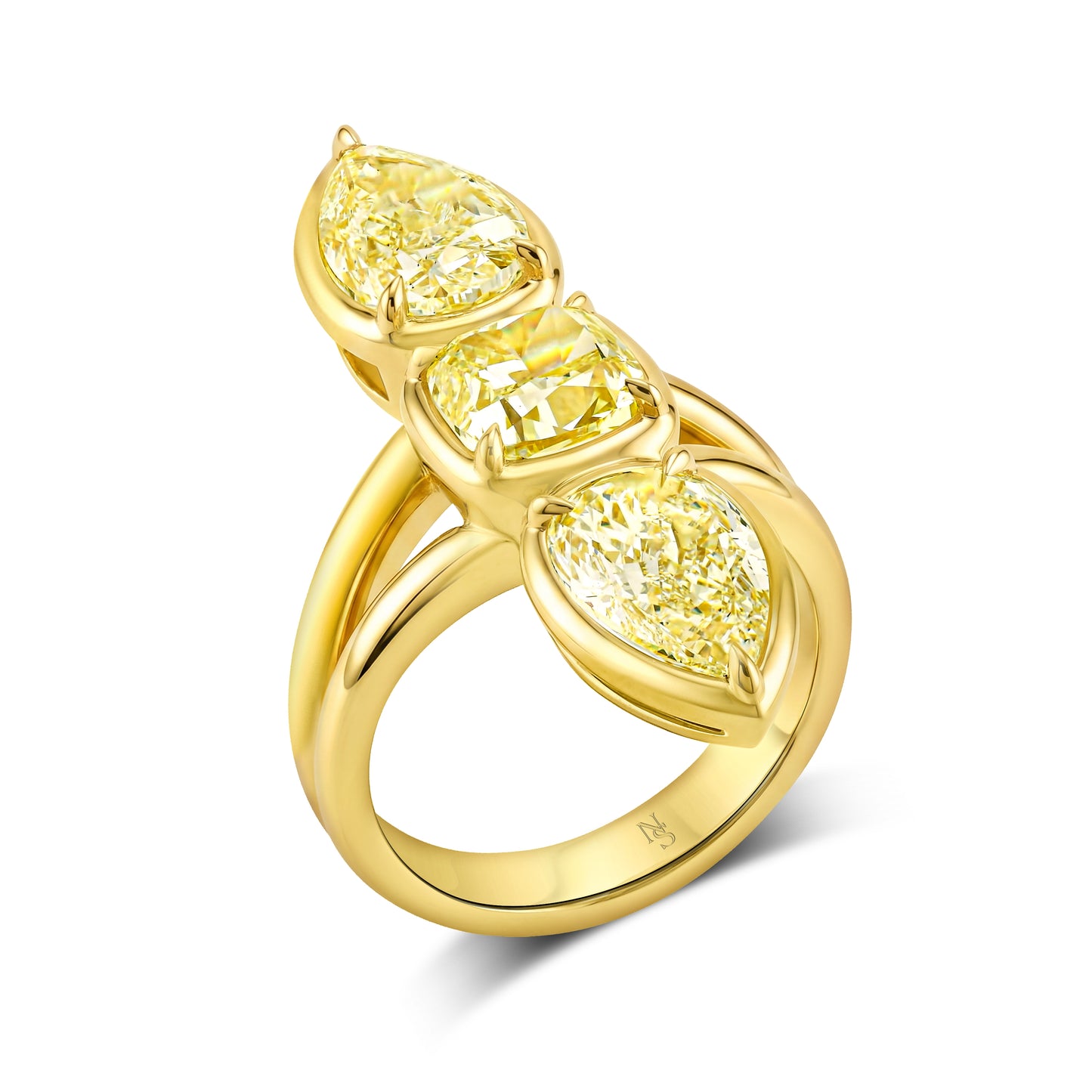 Fancy Yellow Three Stone Ring