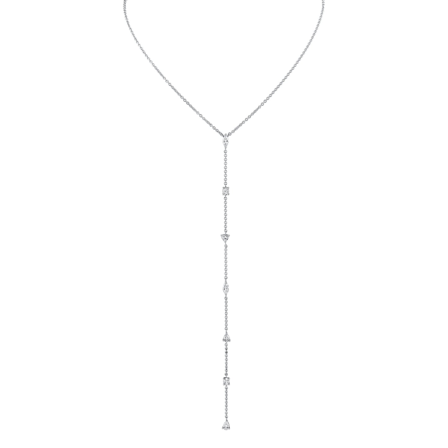 Diamonds Lariat Necklace with Fancy Shape