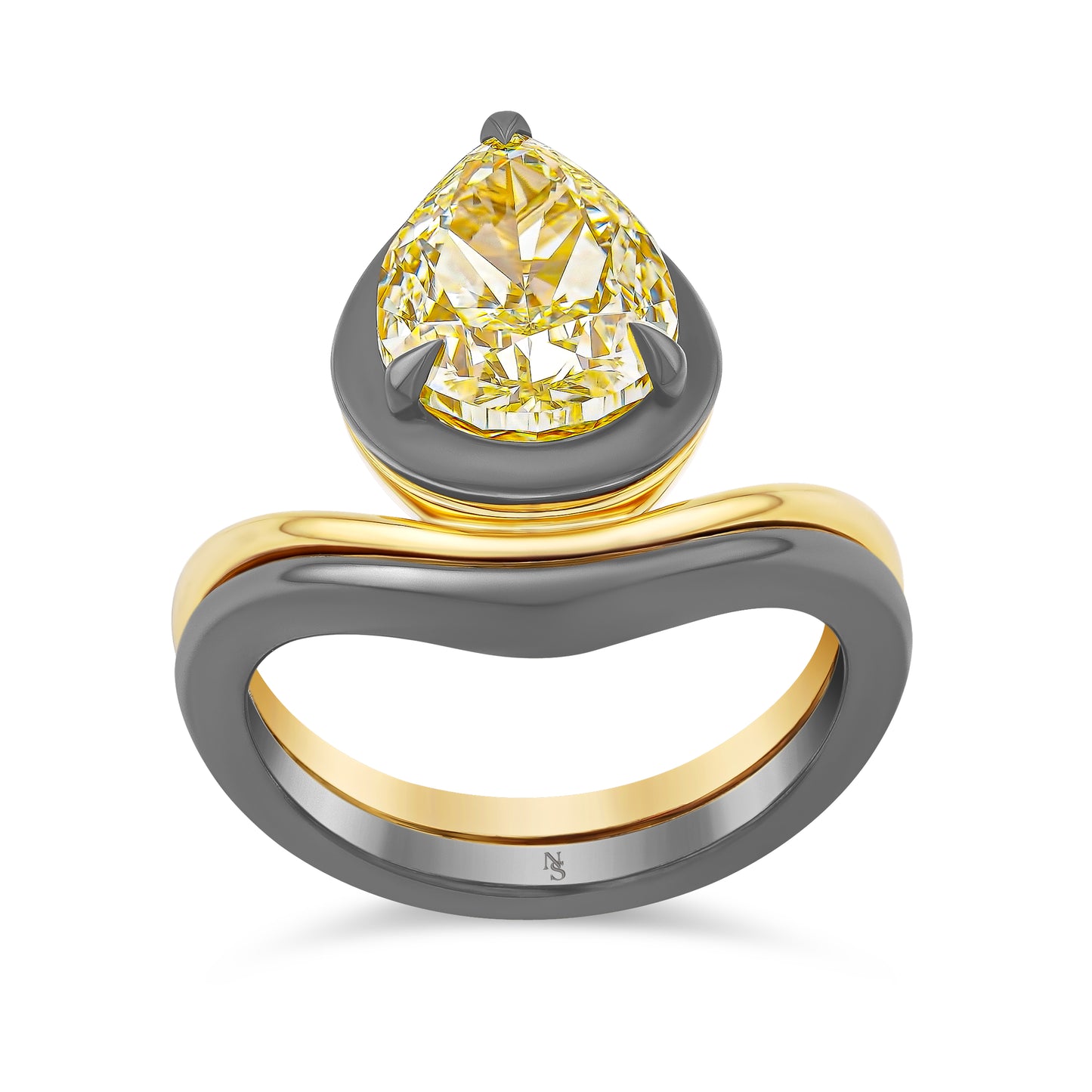 Fancy Yellow Pear Diamond Solitaire Ring