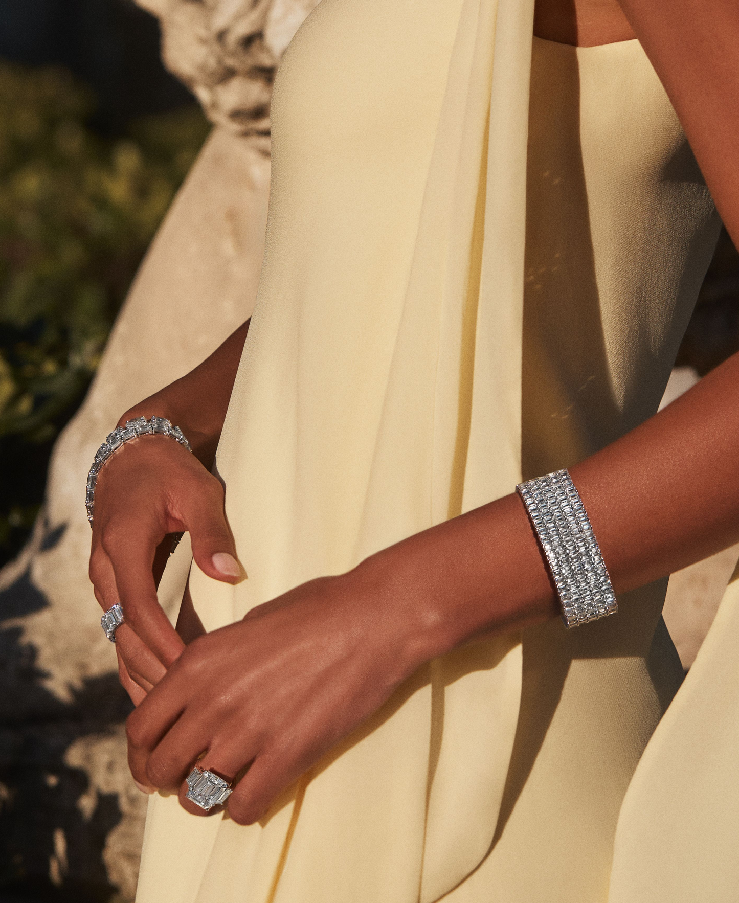 Five Row Emerald Cut Diamond Bracelet