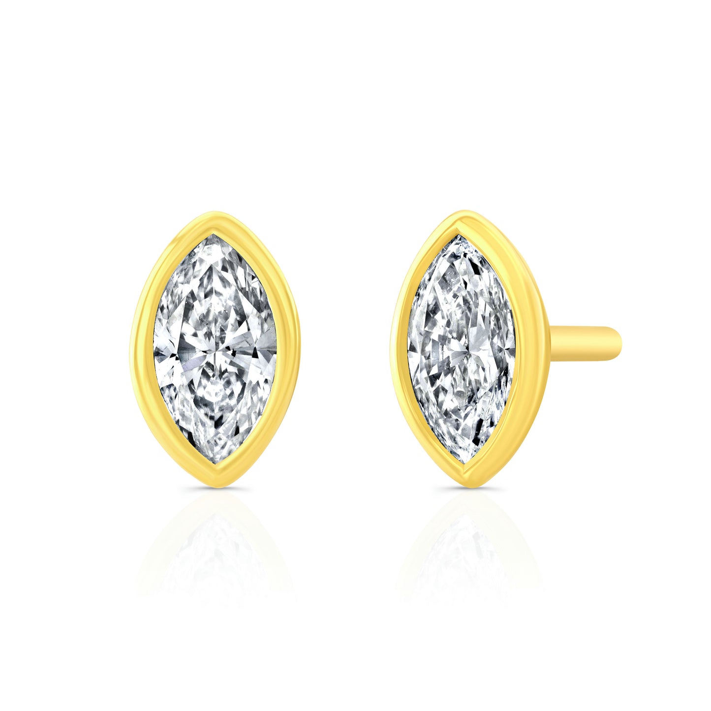 Marquise Shape Diamond Bezel Studs