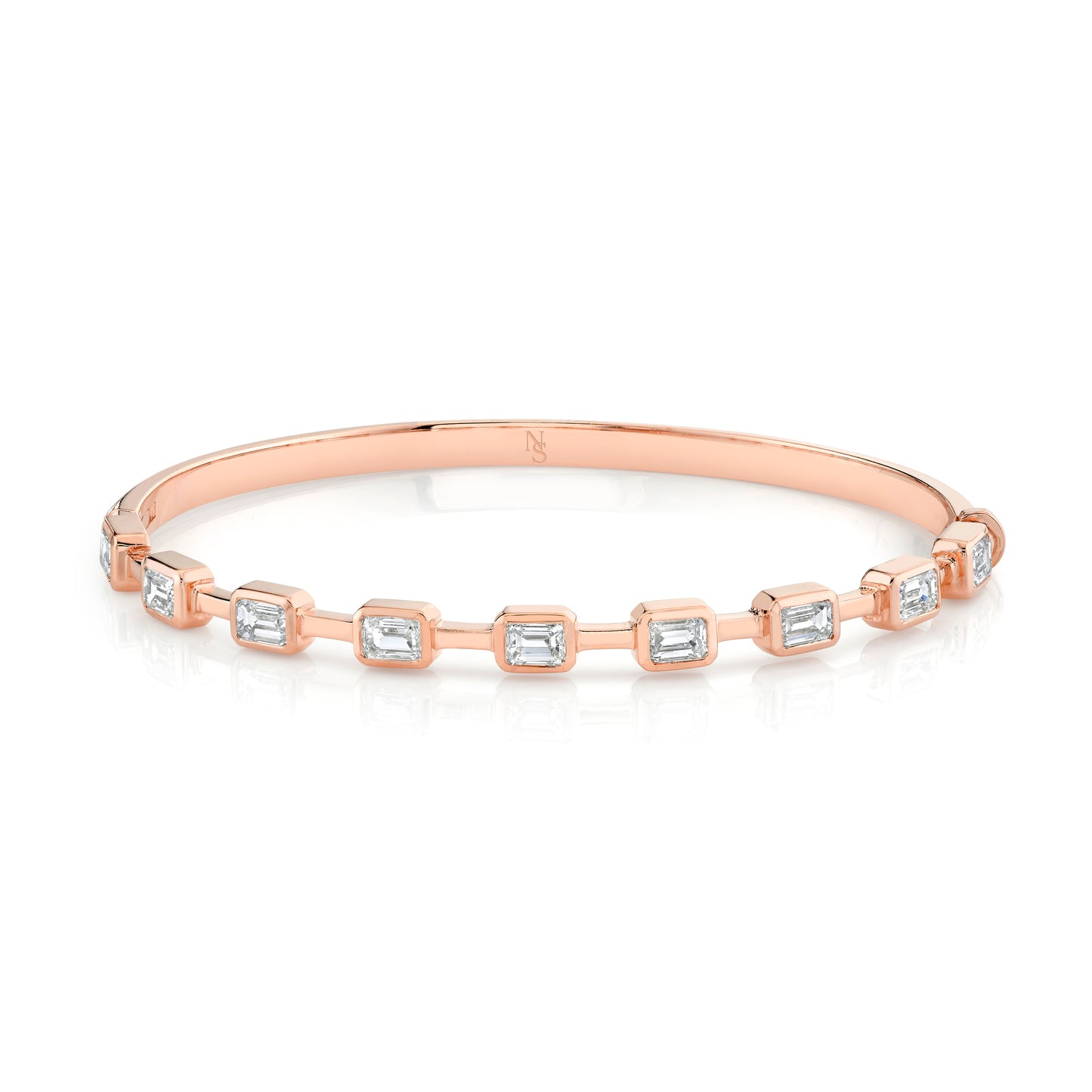 Hinged Bangle with Bezel-Set Emerald Cut Diamonds