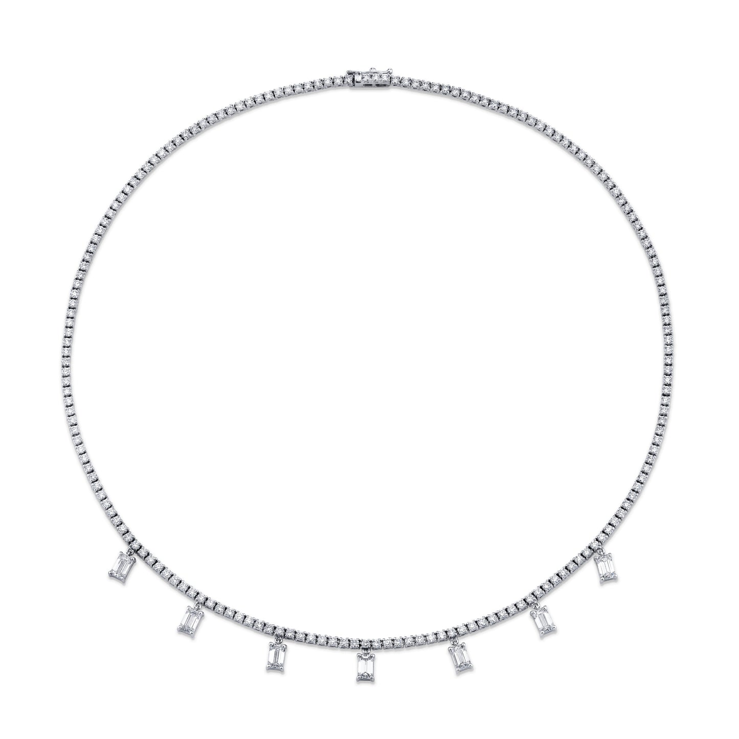 Emerald Cut Diamond Charm Necklace