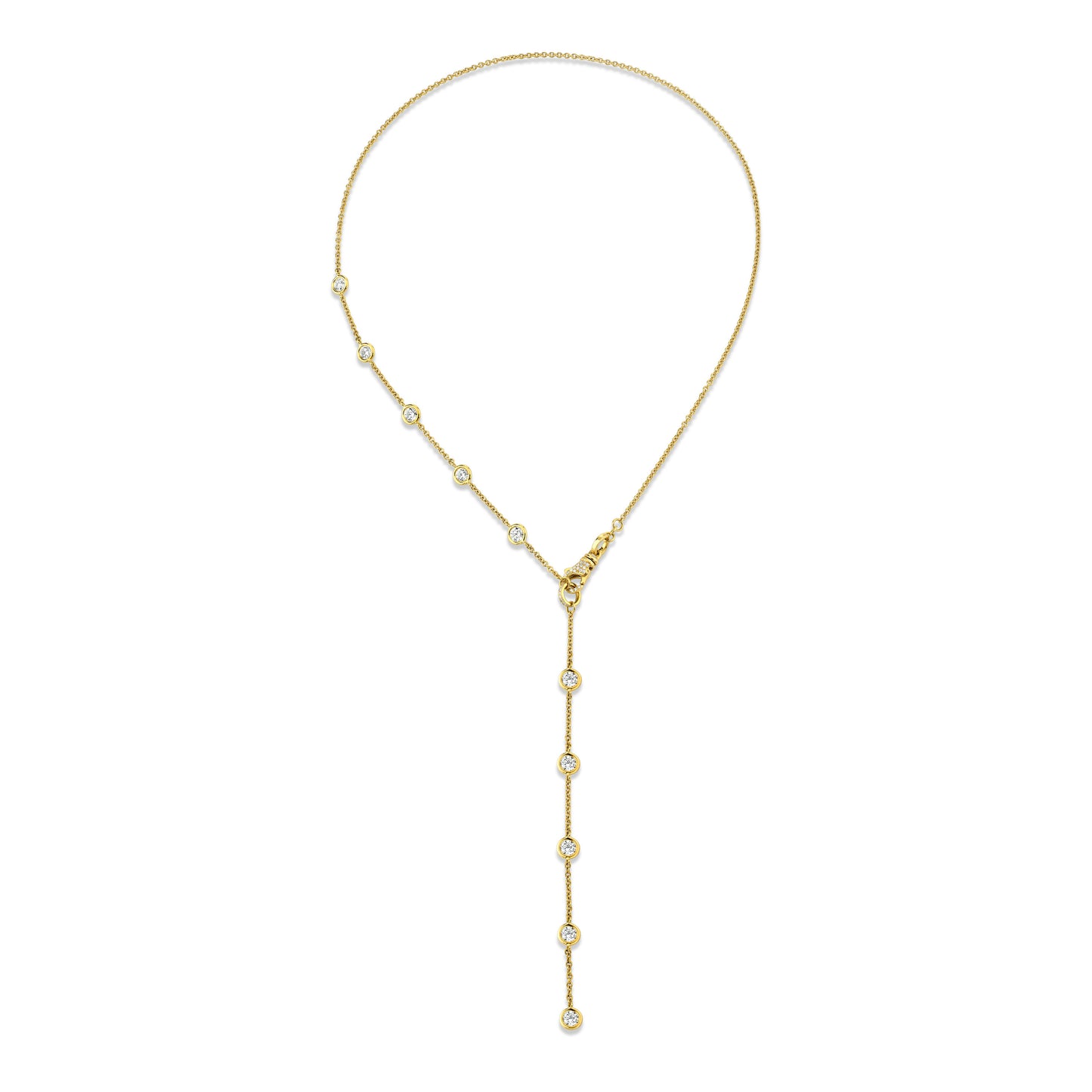 Diamond Lariat Necklace with Round Brilliants
