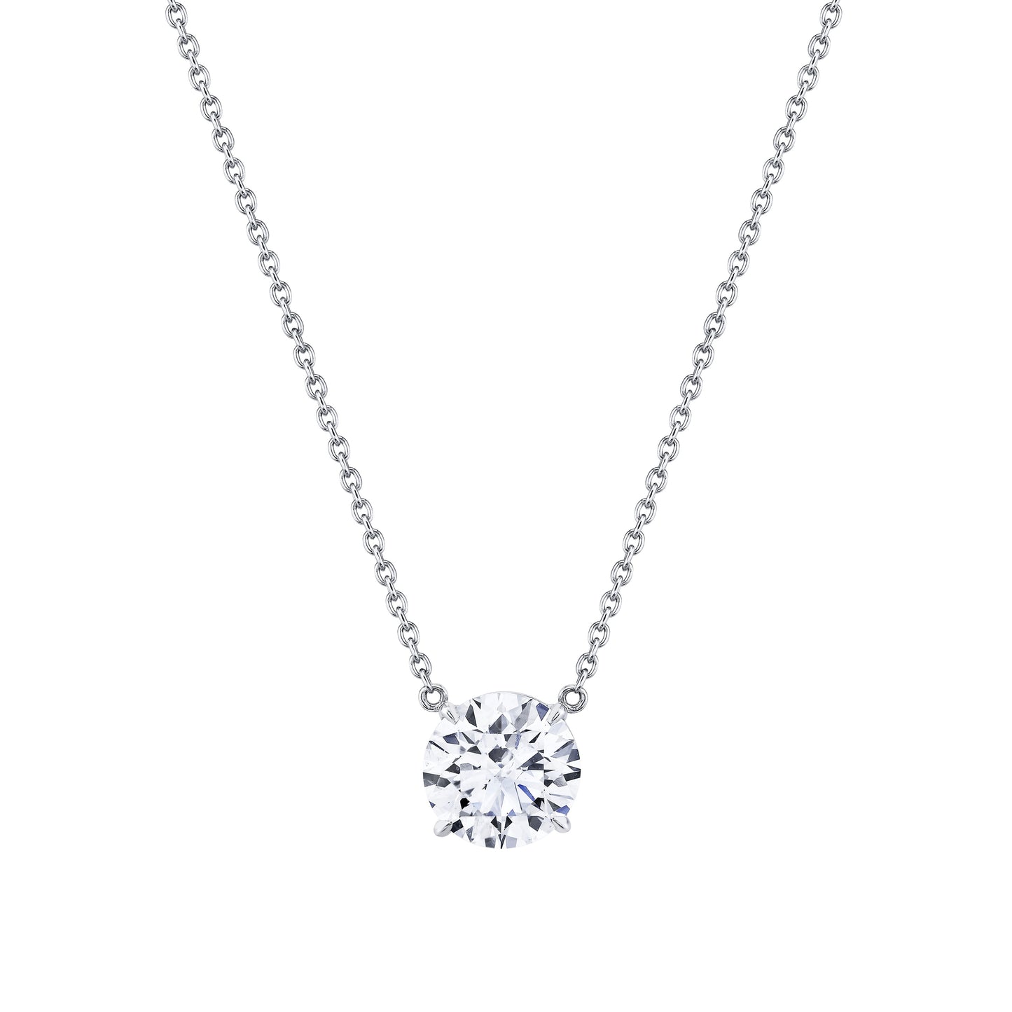 Round Diamond Pendant in 18k White Gold