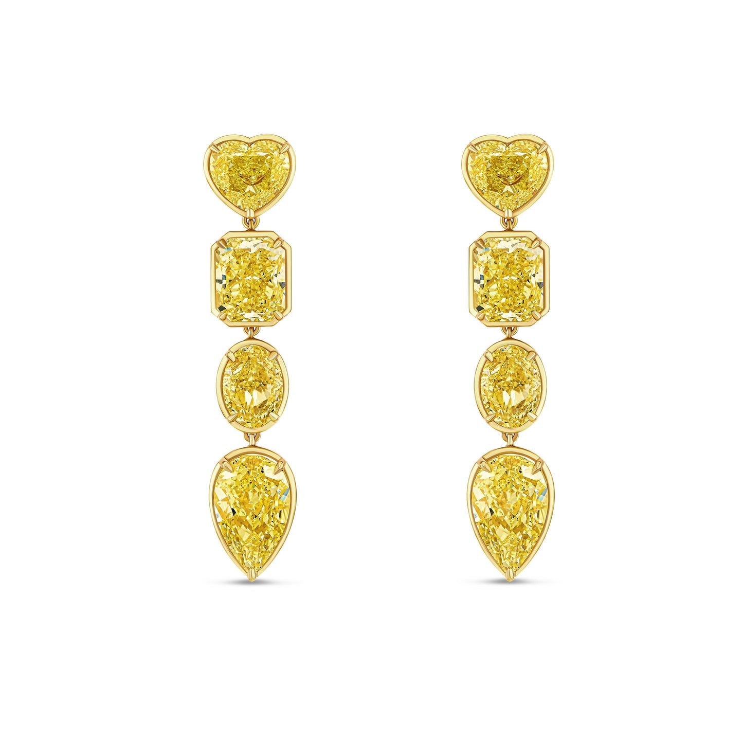 Mixed Shape Yellow Diamond Drop Earrings