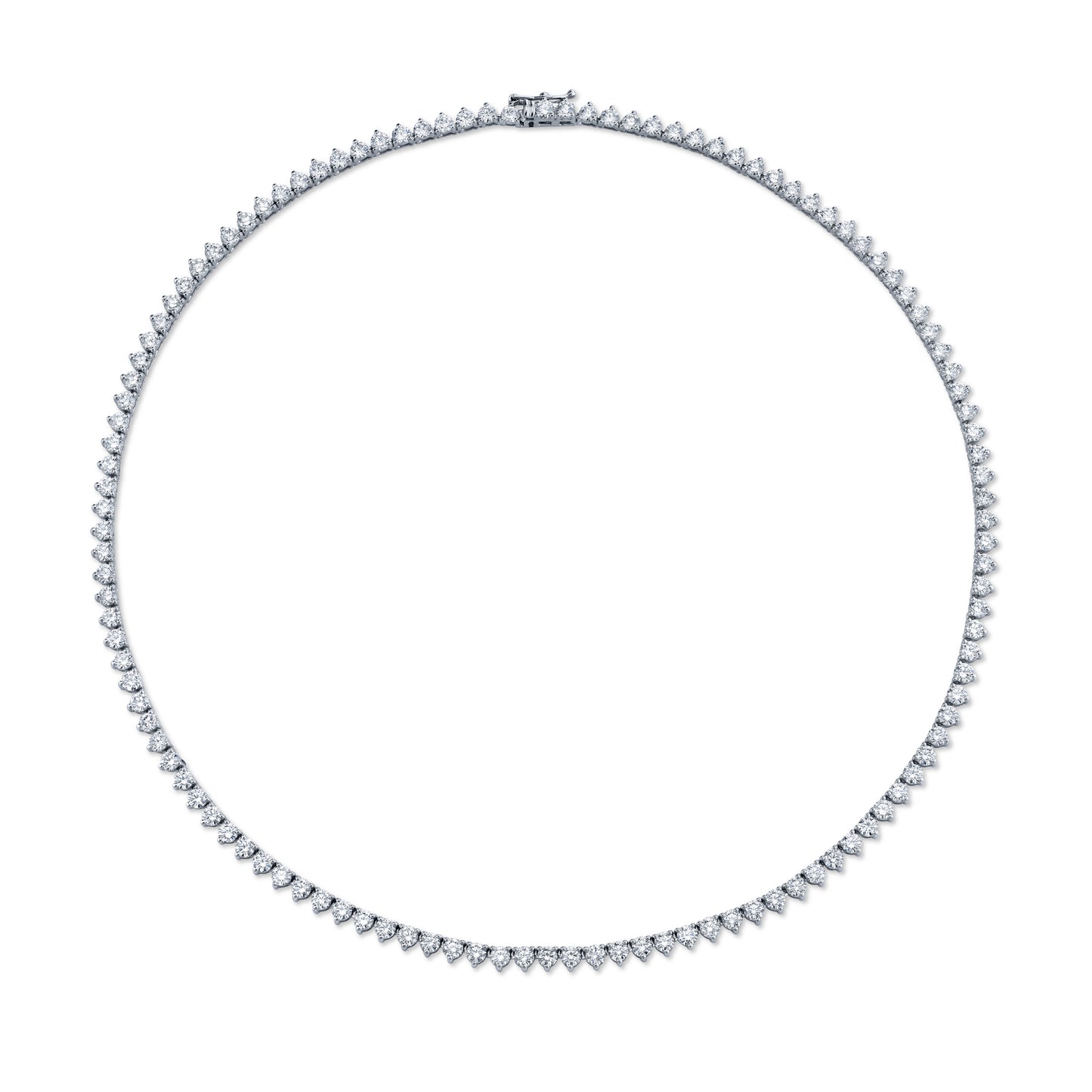 Straight Line 2.9mm Round Diamond 3-prong Necklace