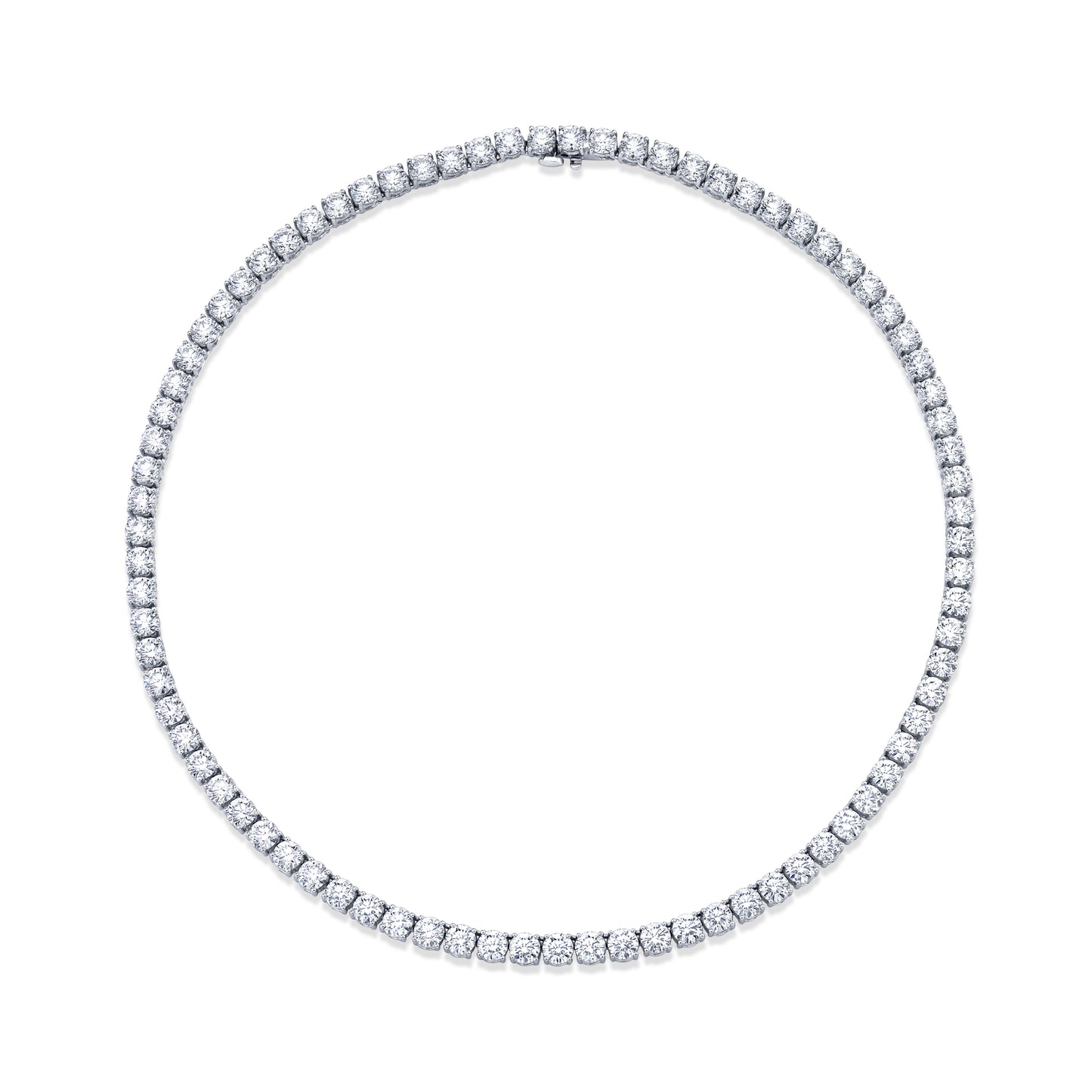 Straight Line 4.0mm Round Diamond 4-prong Necklace