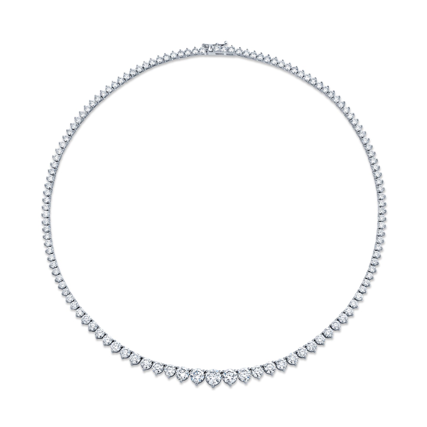 9 Carat Graduated Diamond Riviera 3-Prong Necklace