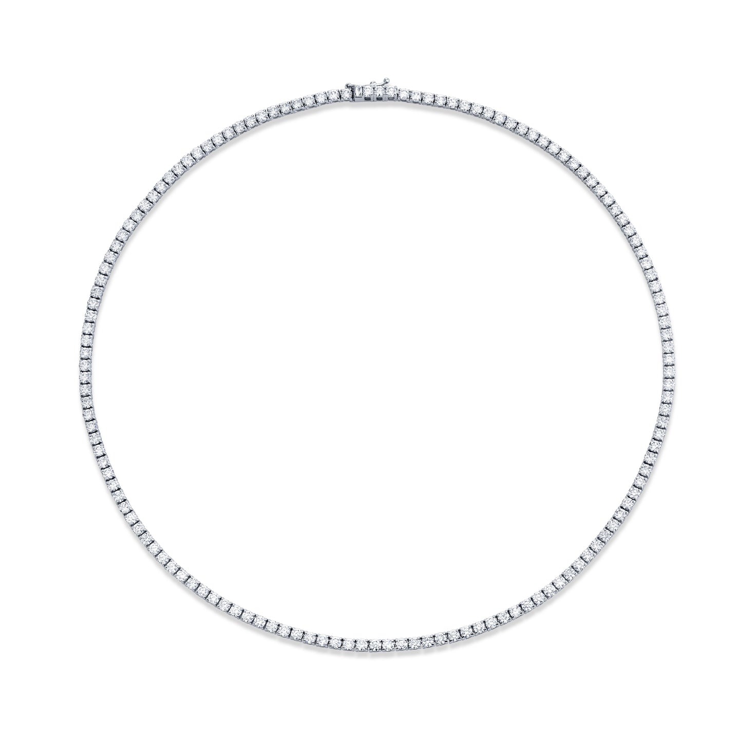 Straight Line 3.0mm Round Diamond 4-prong Necklace