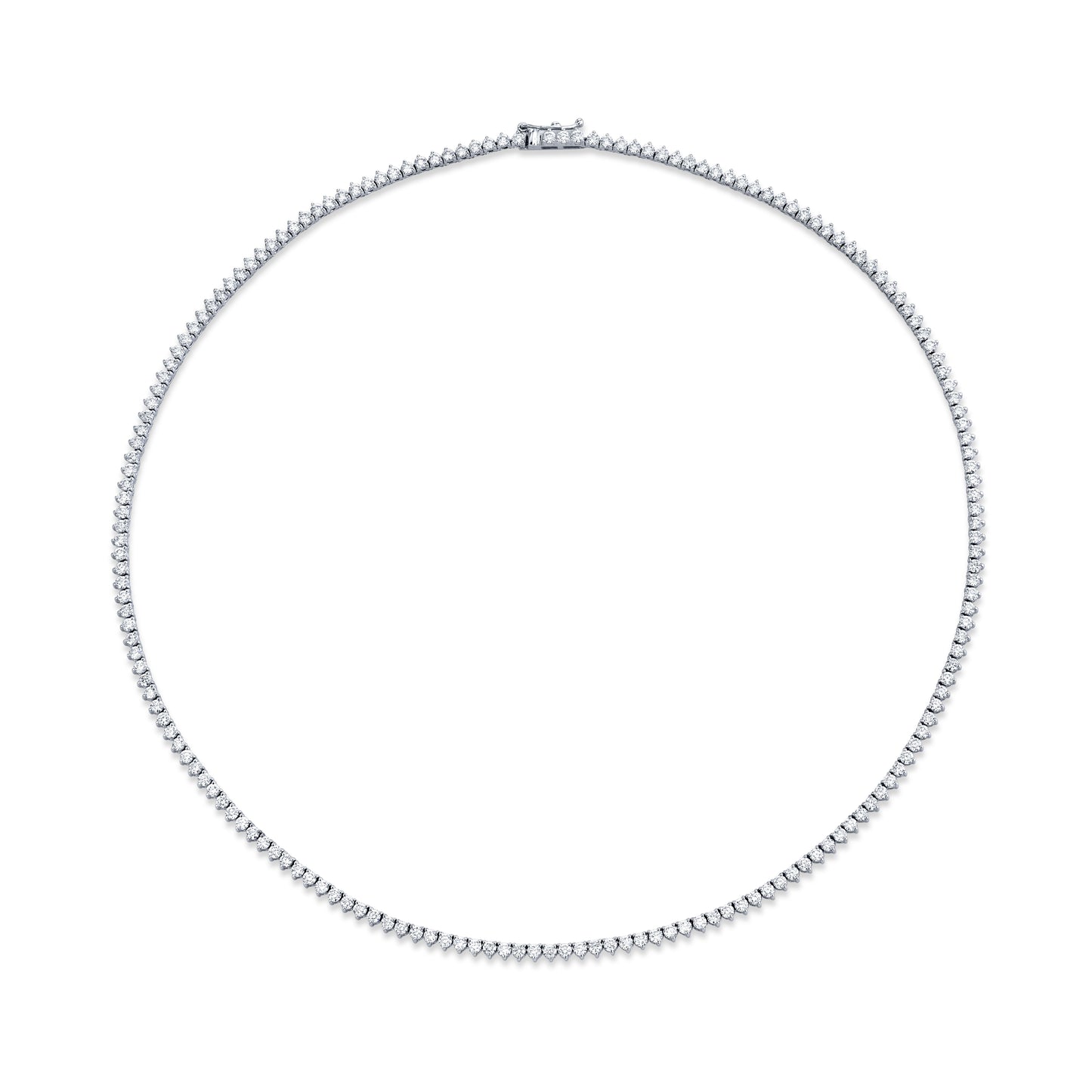 Straight Line 2.0mm Round Diamond 3-prong Necklace