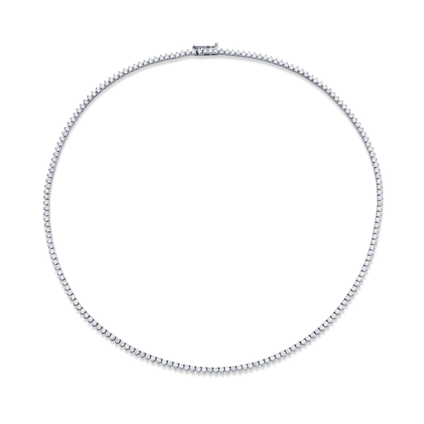 Straight Line 1.9mm Round Diamond 3-prong Necklace