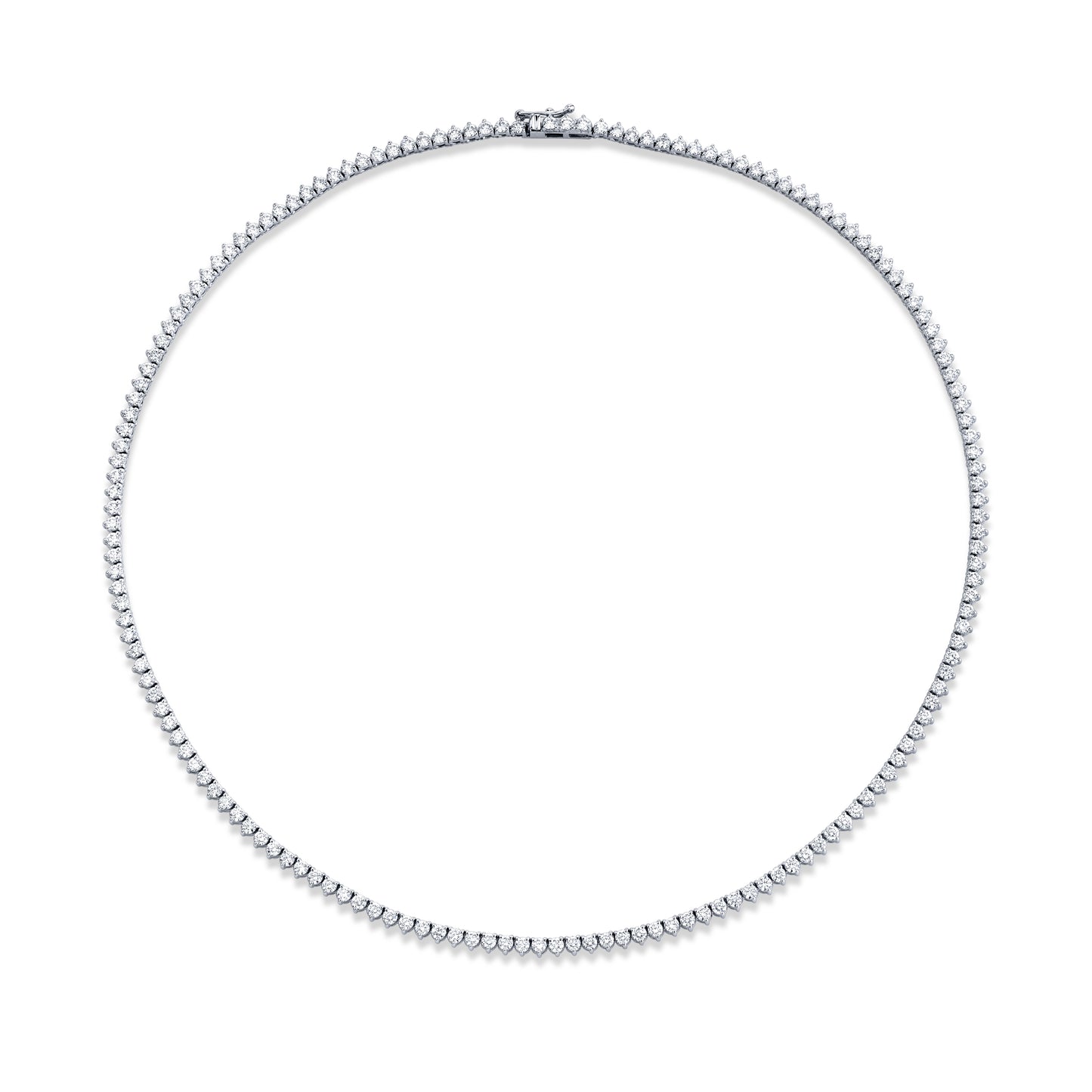 Straight Line 2.2mm Round Diamond 3-prong Necklace