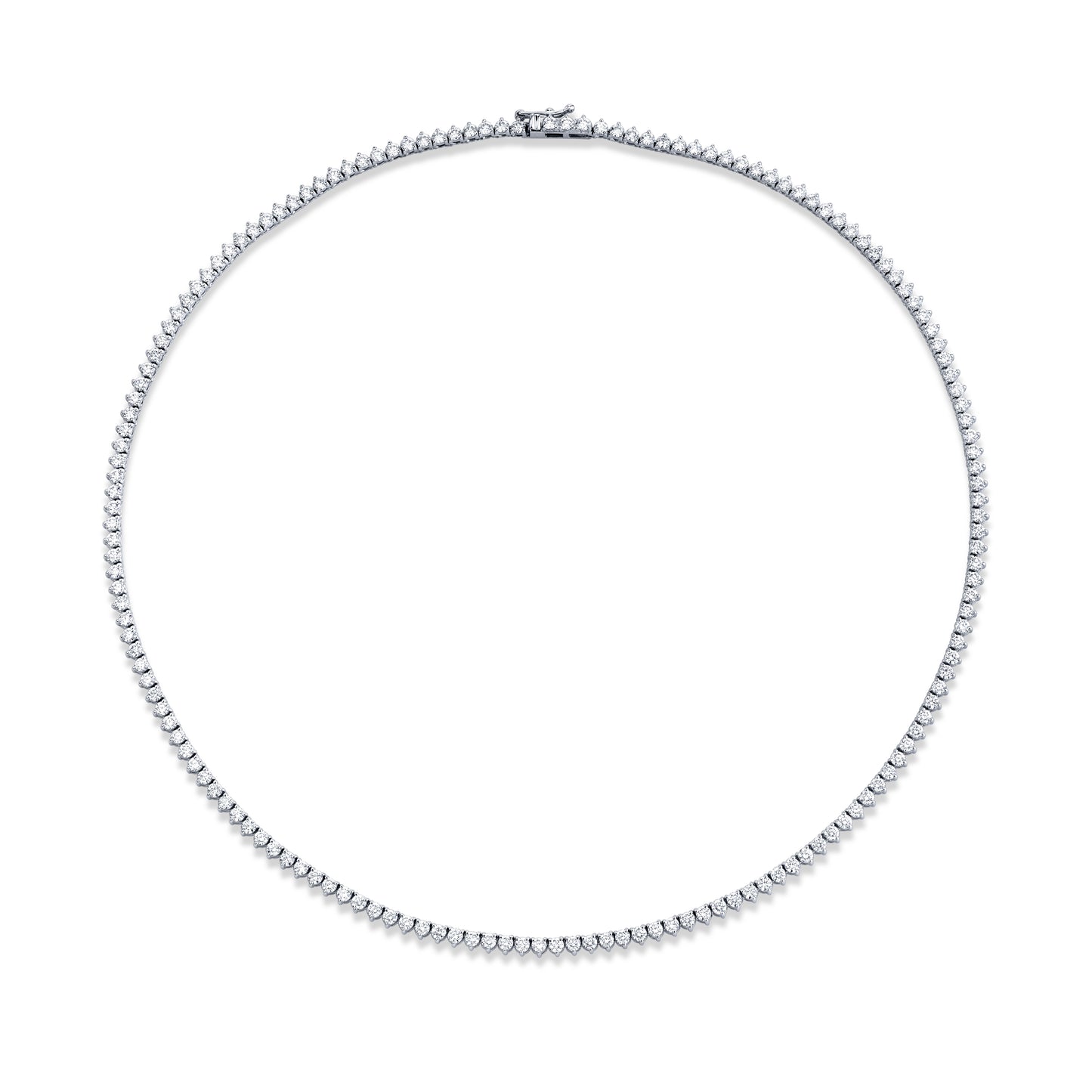Straight Line 2.5mm Round Diamond 3-prong Necklace