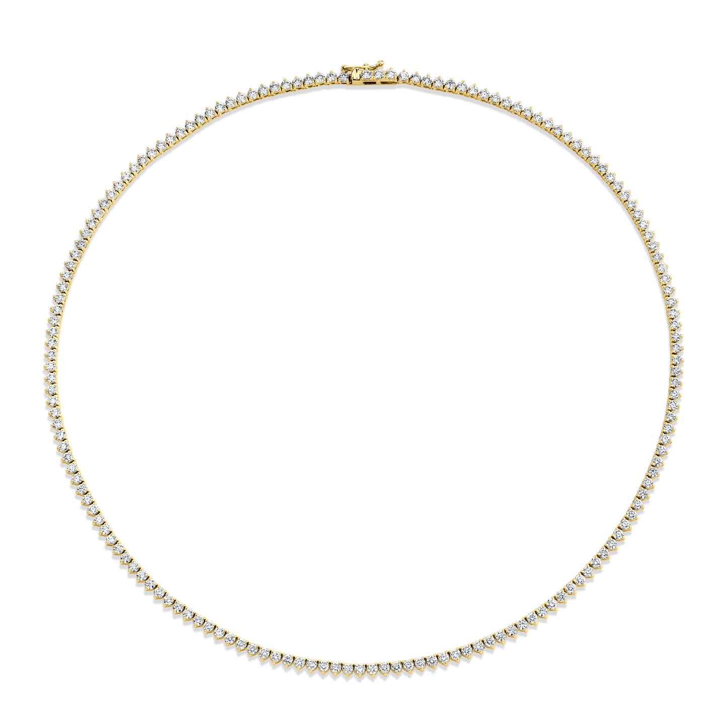 Straight Line 1.9mm Round Diamond 3-prong Necklace