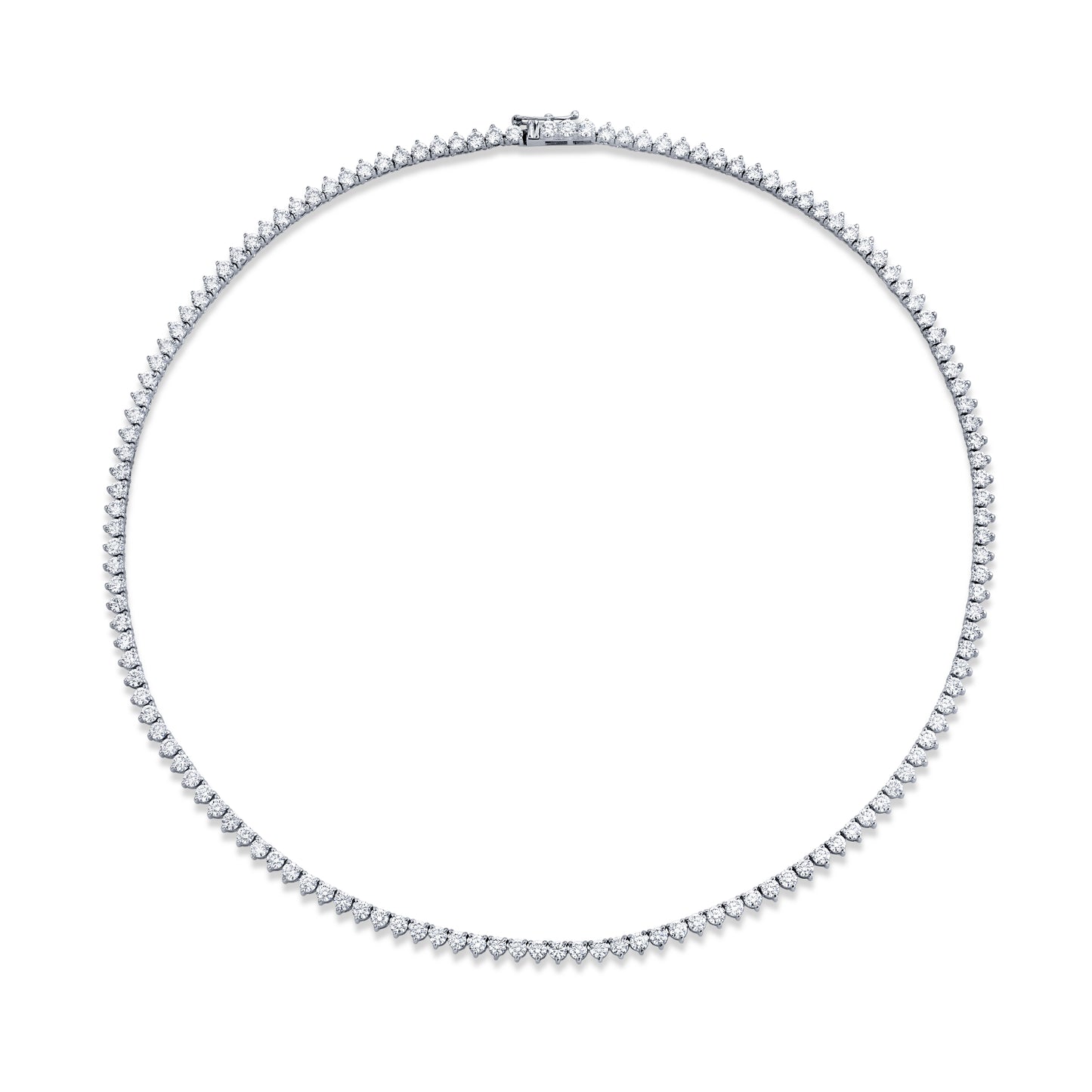 Straight Line 2.7mm Round Diamond 3-prong Necklace