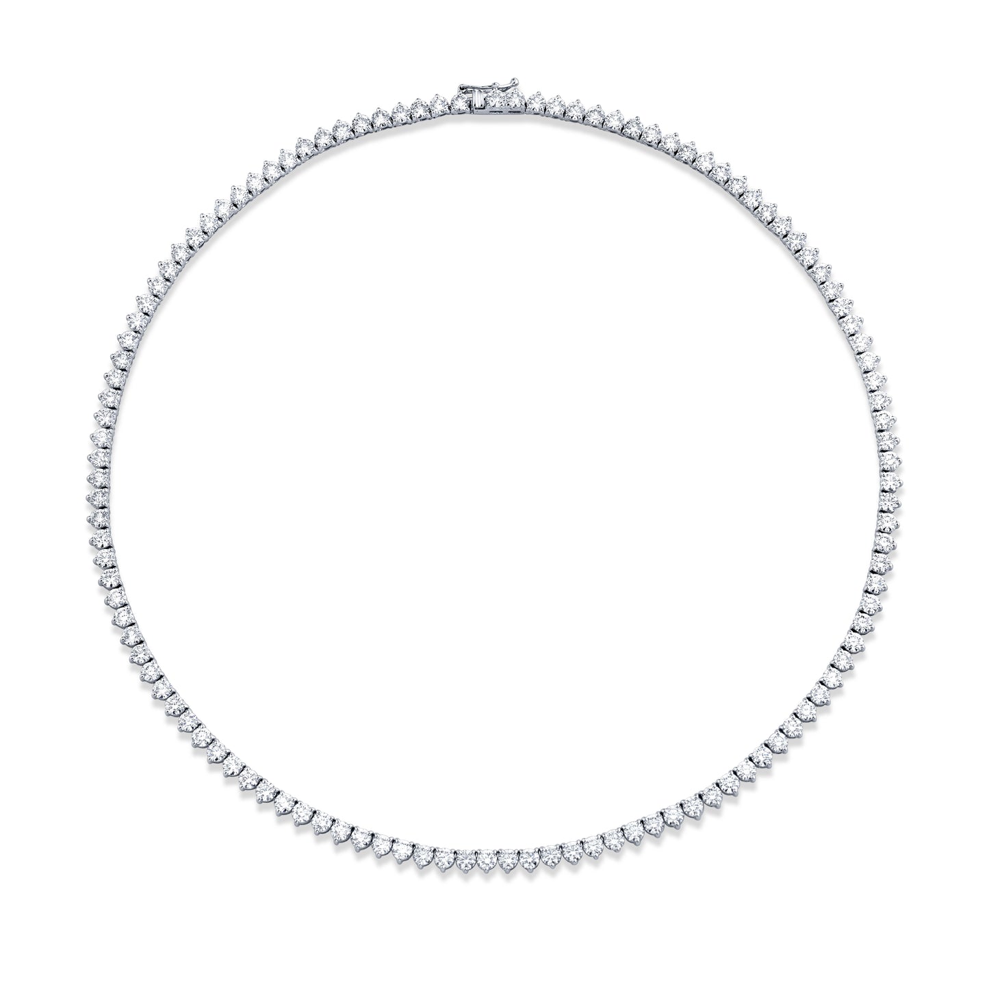 Straight Line 3.2mm Round Diamond 3-prong Necklace