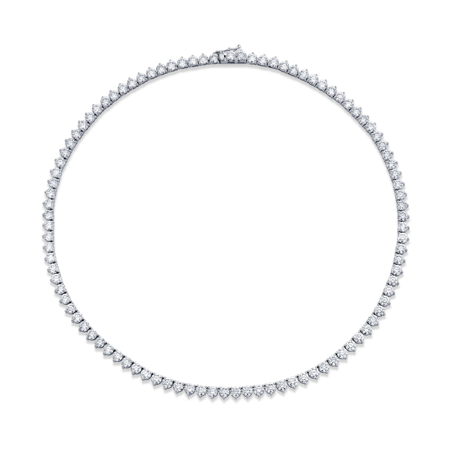 Straight Line 4.0mm Round Diamond 3-prong Necklace