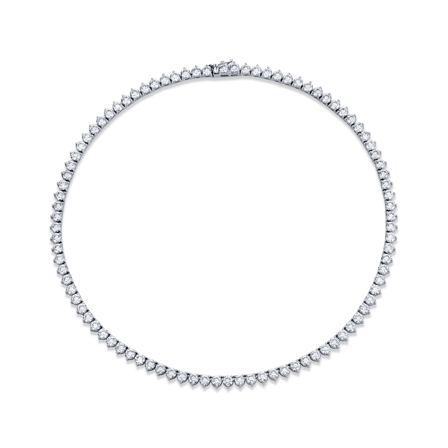 Straight Line 4.2mm Round Diamond 3-prong Necklace