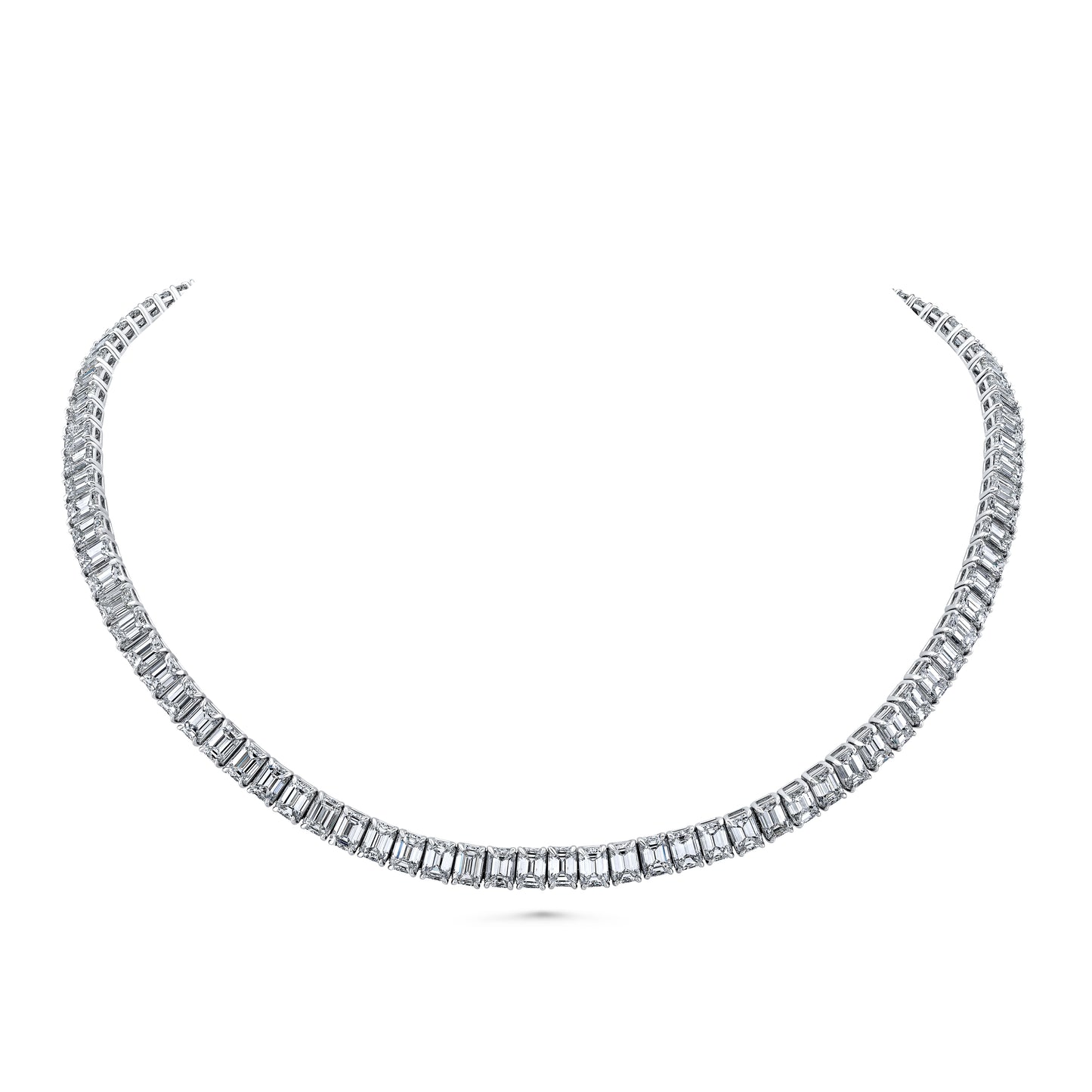 Straight Line Emerald Cut Diamond Necklace