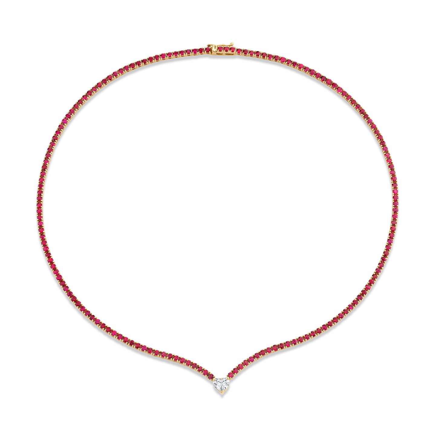 Ruby Straight Line Necklace with Diamond Accent