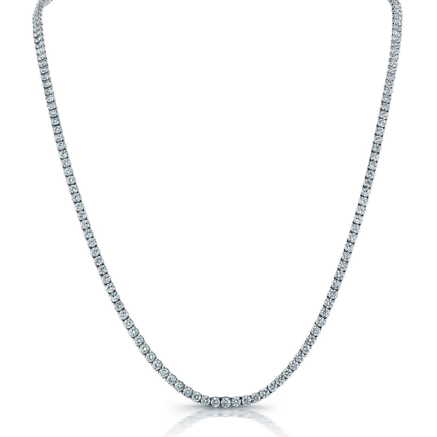 Classic Opera 4-Prong Round Diamond Necklace - White Gold