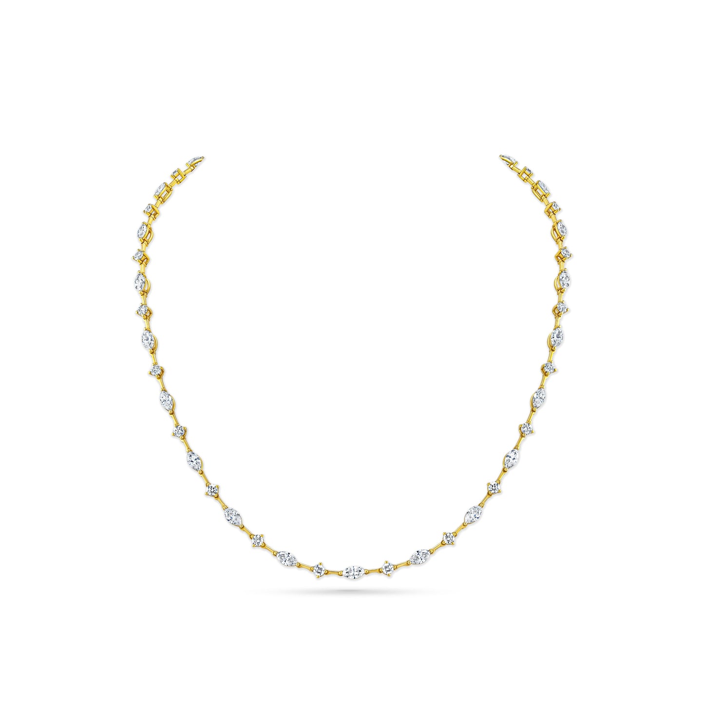 18k gold Norman Silverman necklace with mixed shape diamonds