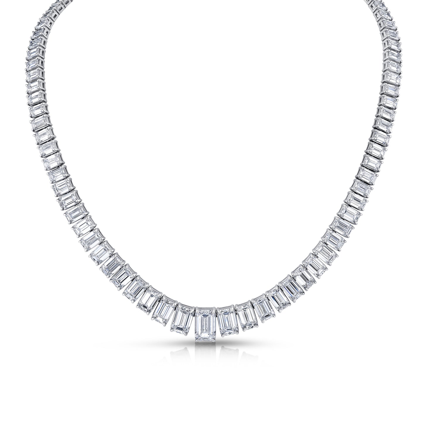 Graduated Emerald Cut Diamond Necklace
