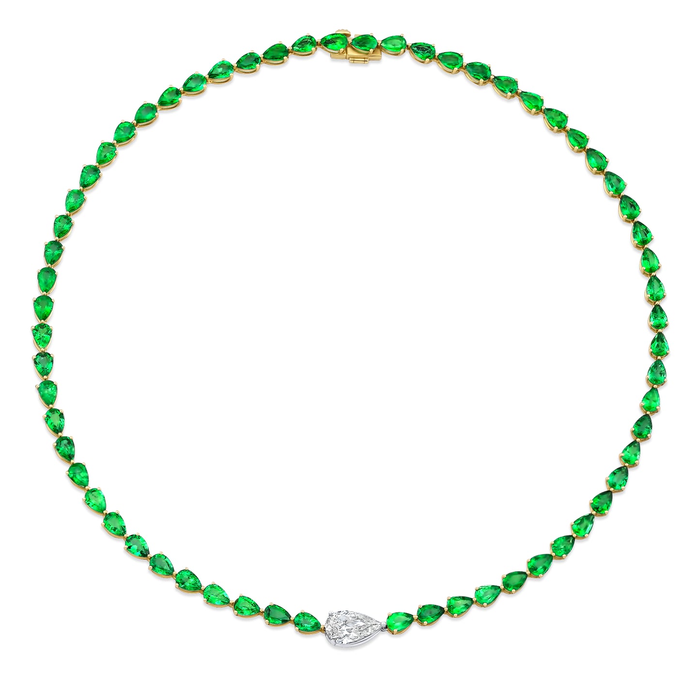 Emerald Tennis Necklace with Diamond Accent