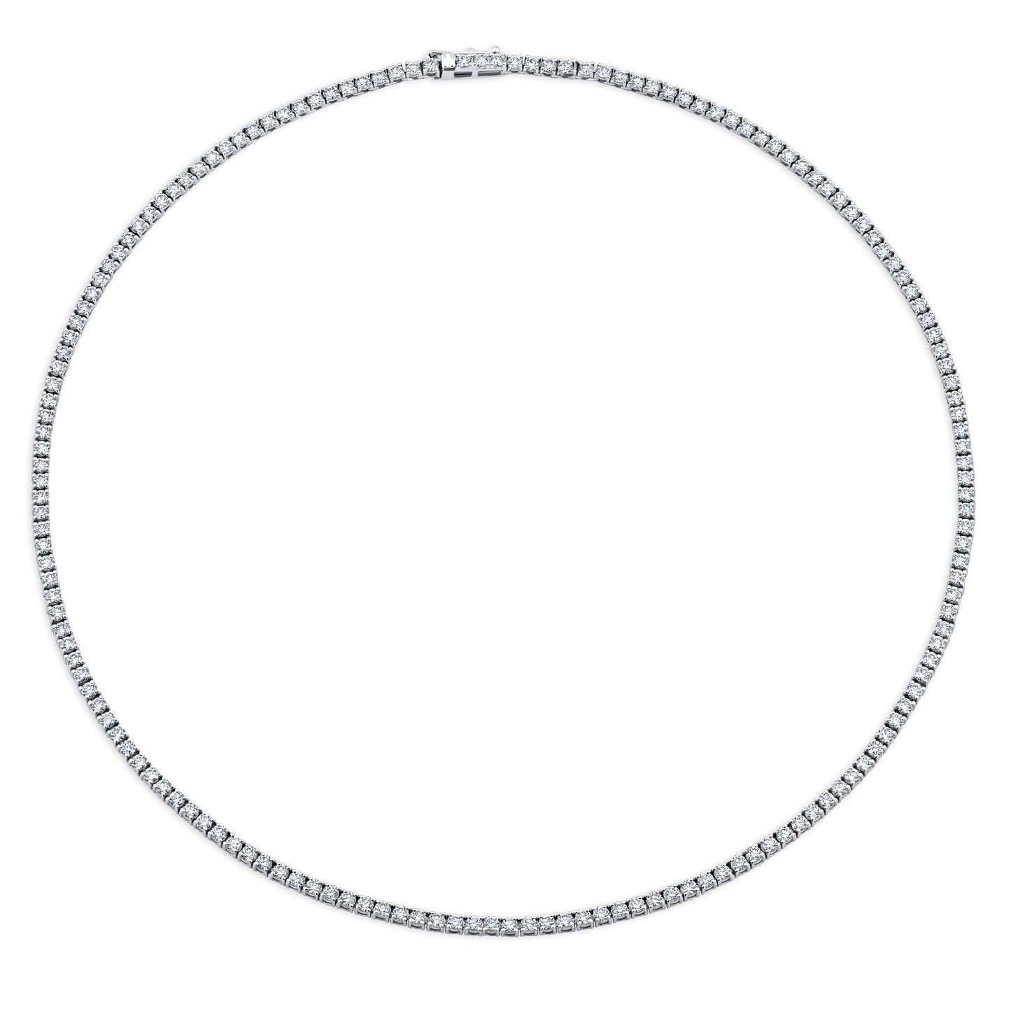 Straight Line 2.2mm Round Diamond 4-prong Necklace