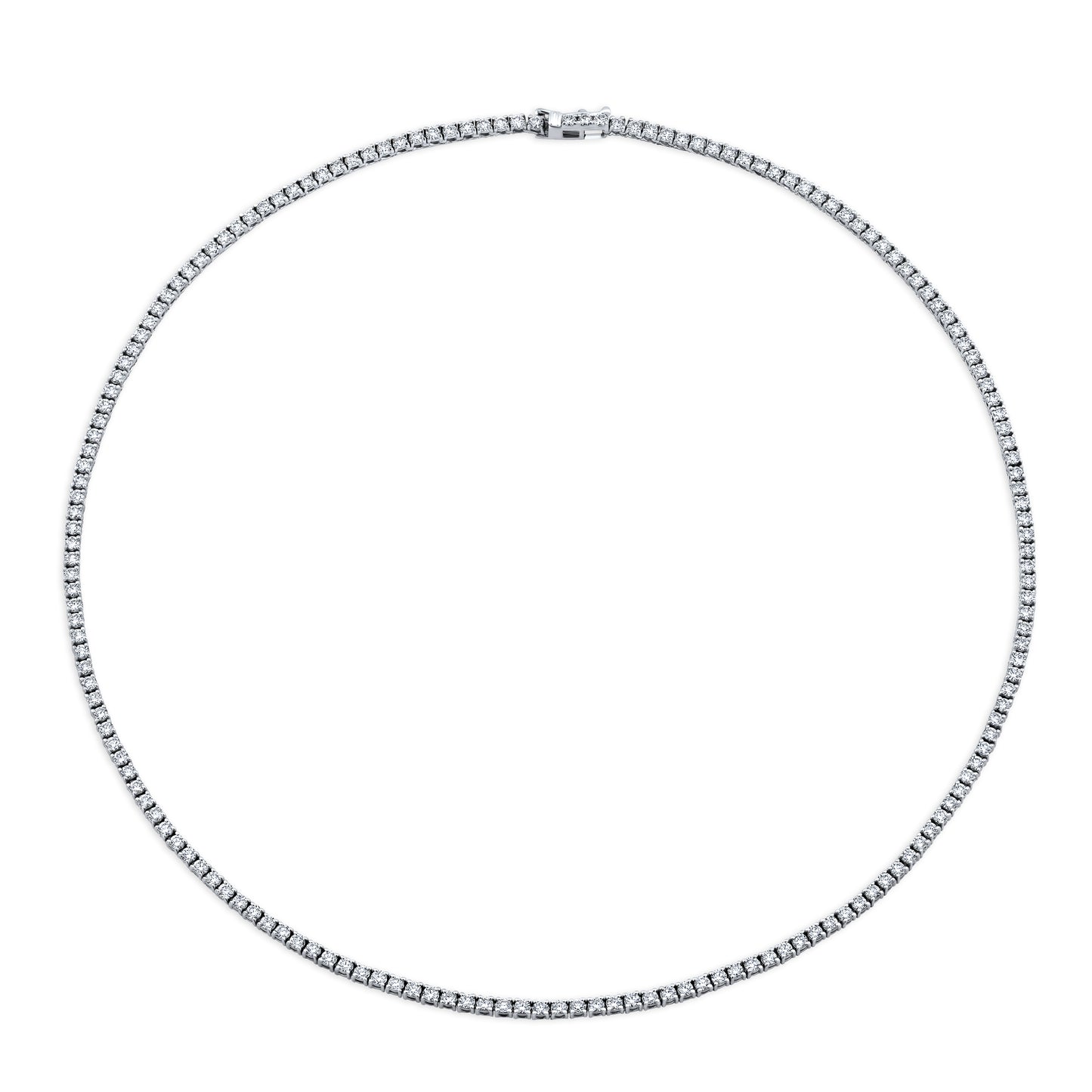 Straight Line 2.0mm Round Diamond 4-prong Necklace