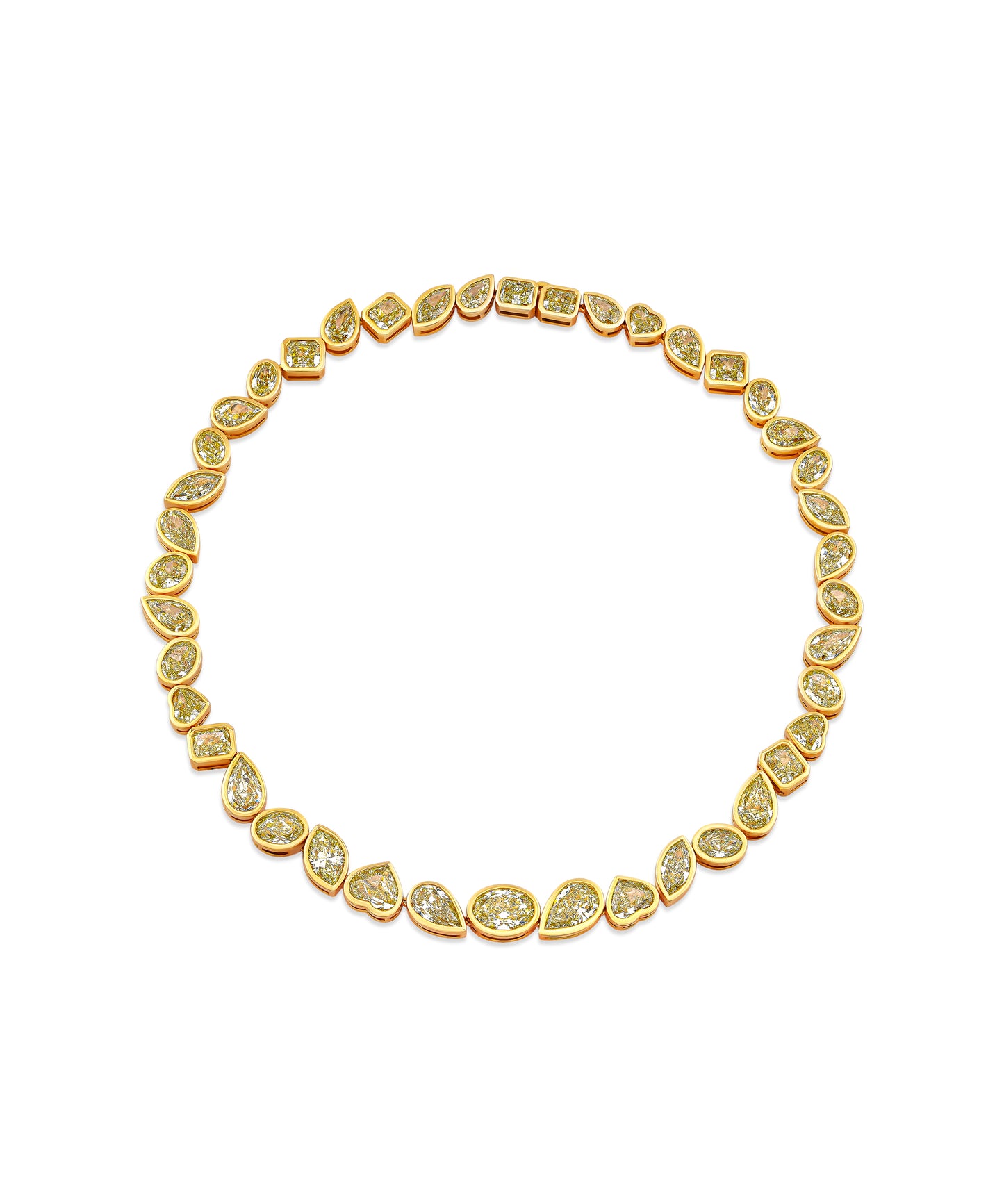 Fancy Yellow Mixed Shape Bezel Set Diamond Choker