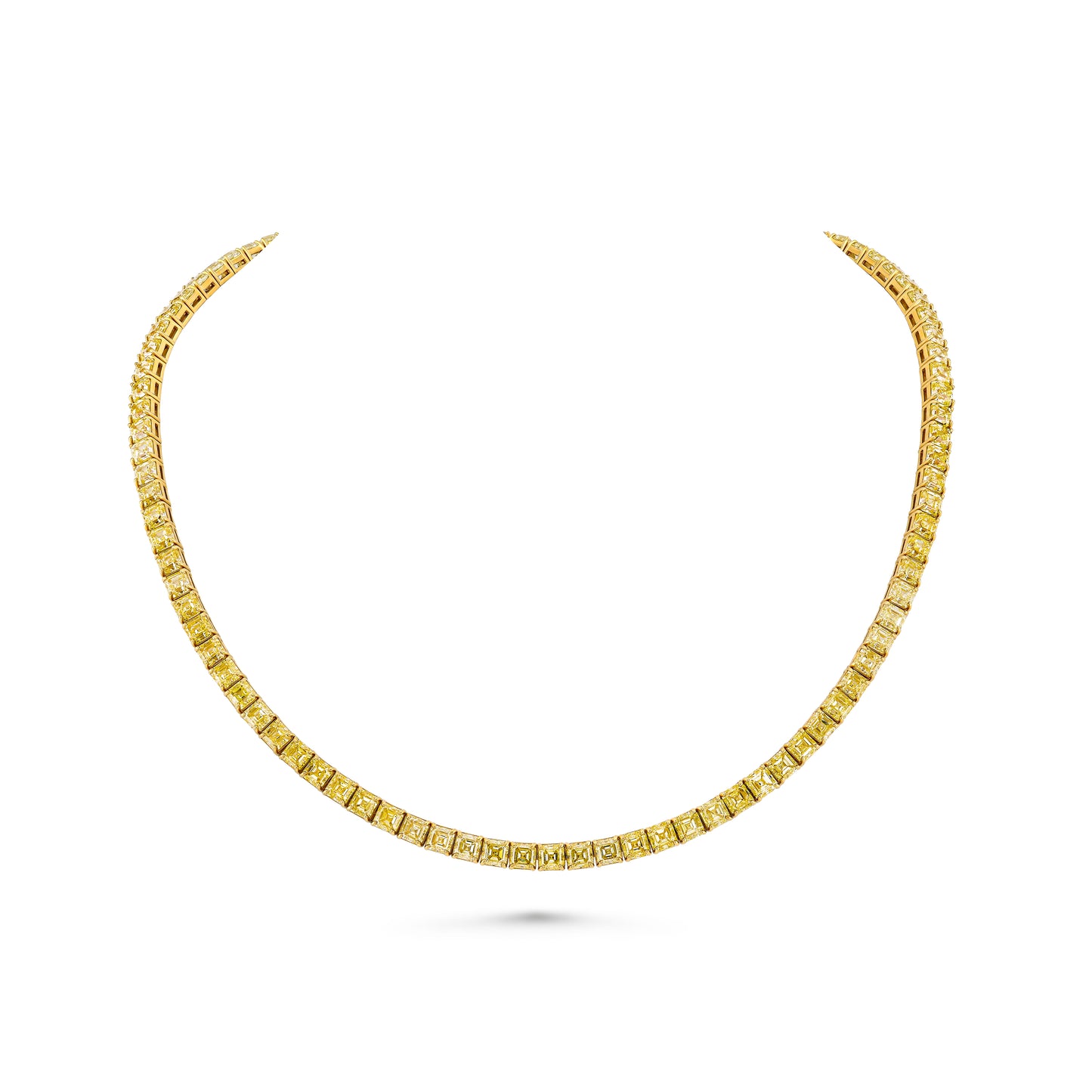 Yellow Asscher Diamond Tennis Necklace