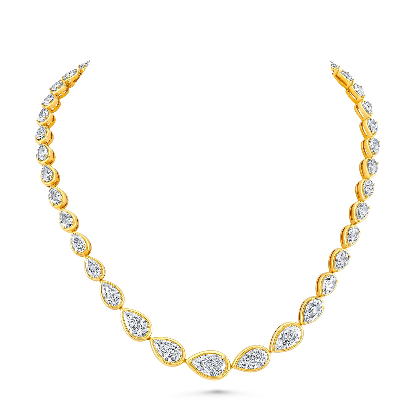 East West Graduated Pear Diamond Necklace