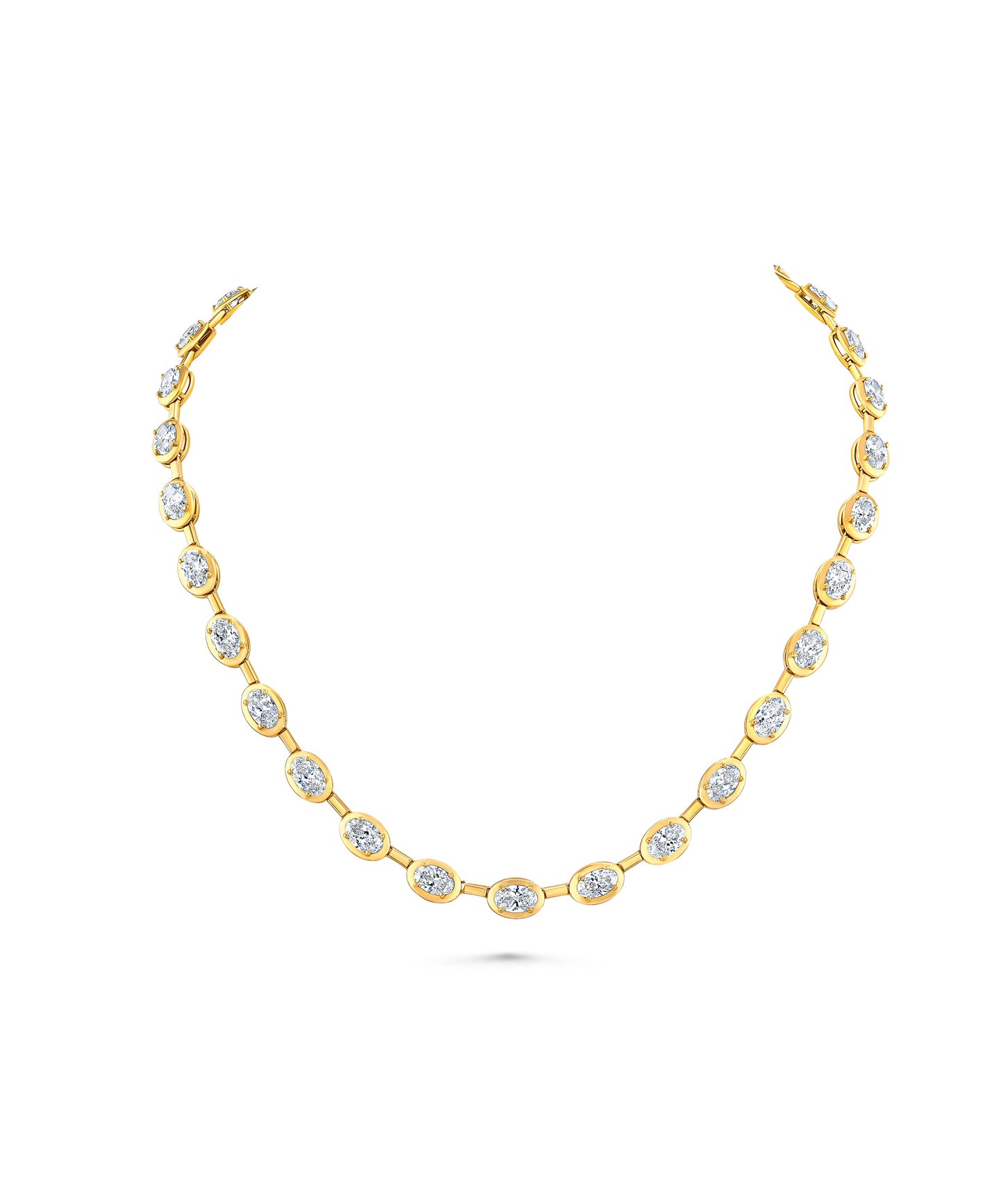 East West Oval Diamond Bar Set Necklace