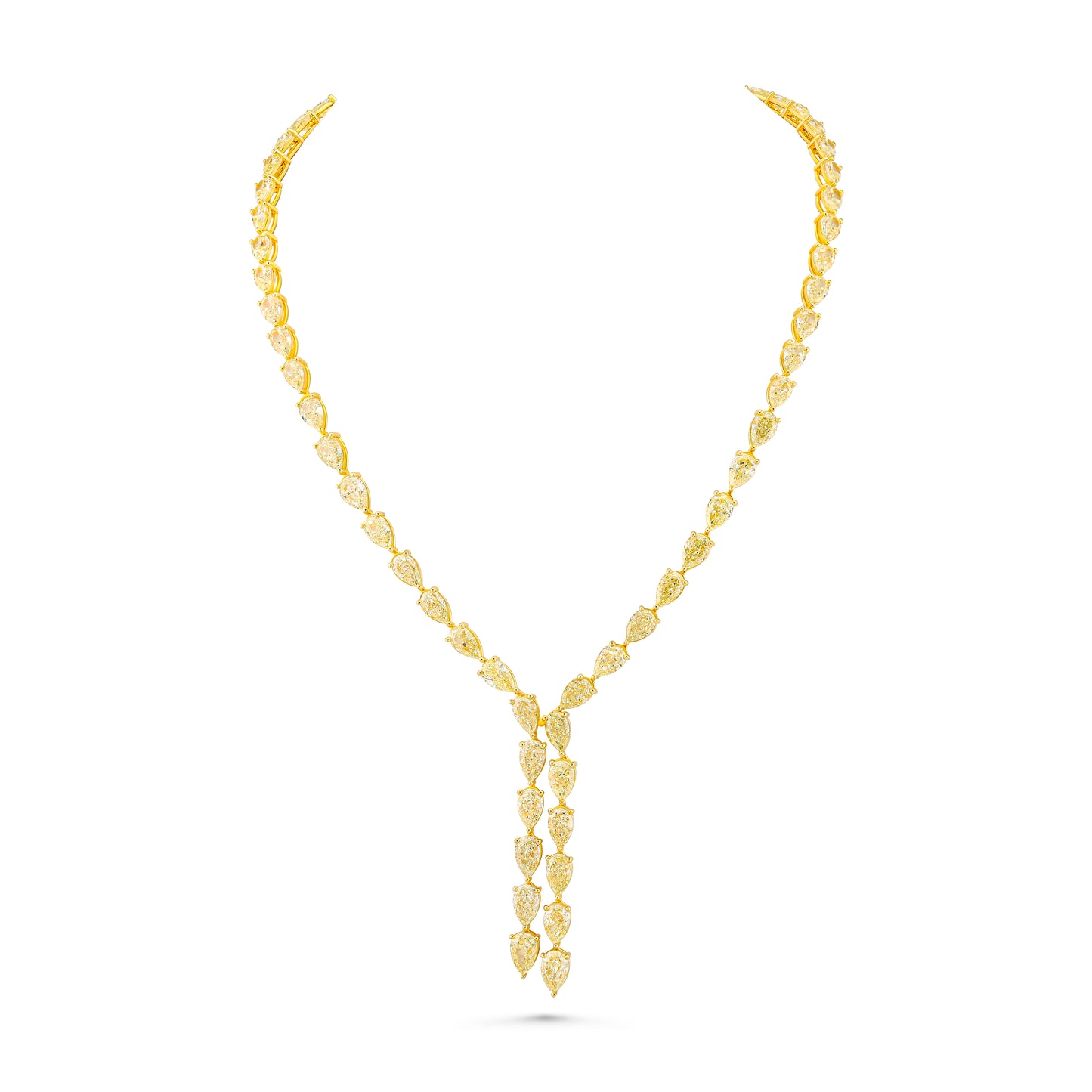 Yellow Pear Diamond Lariat Necklace