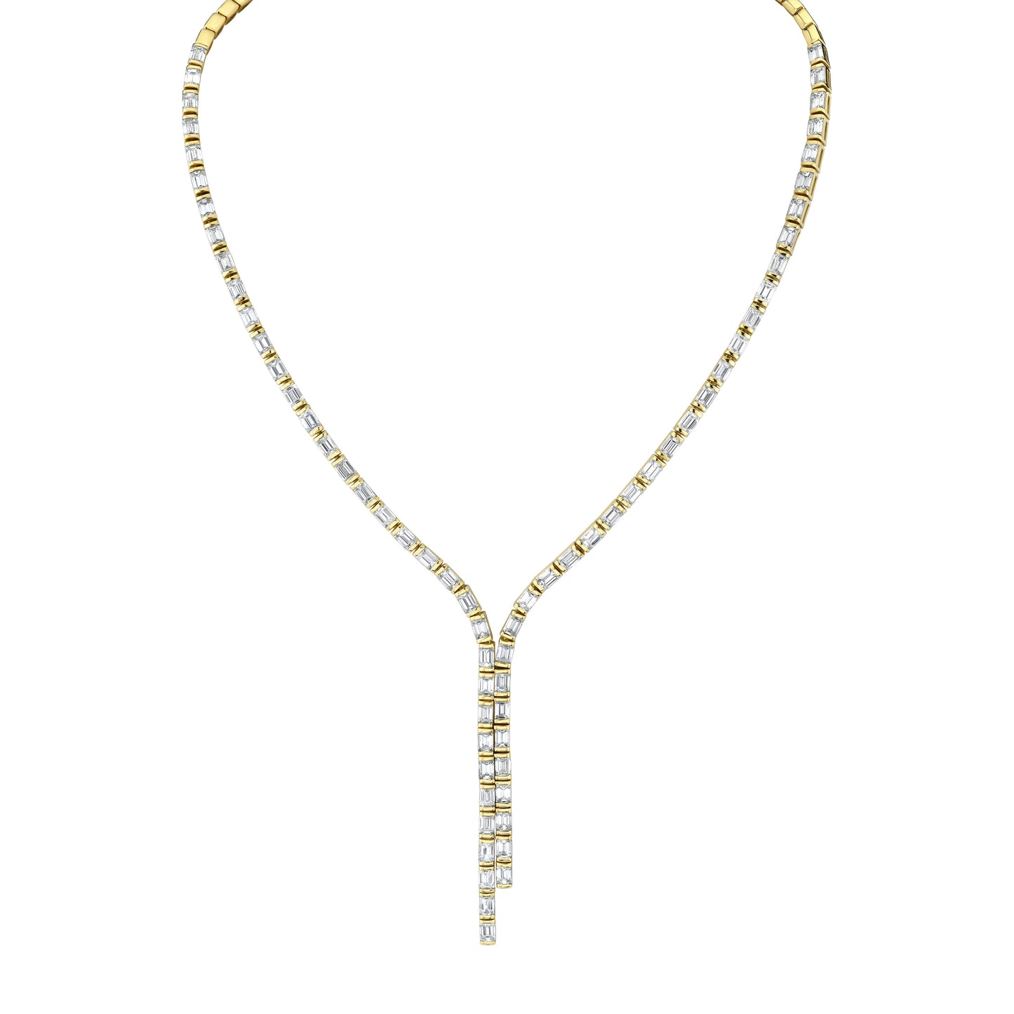 Emerald Cut Diamond Lariat Necklace