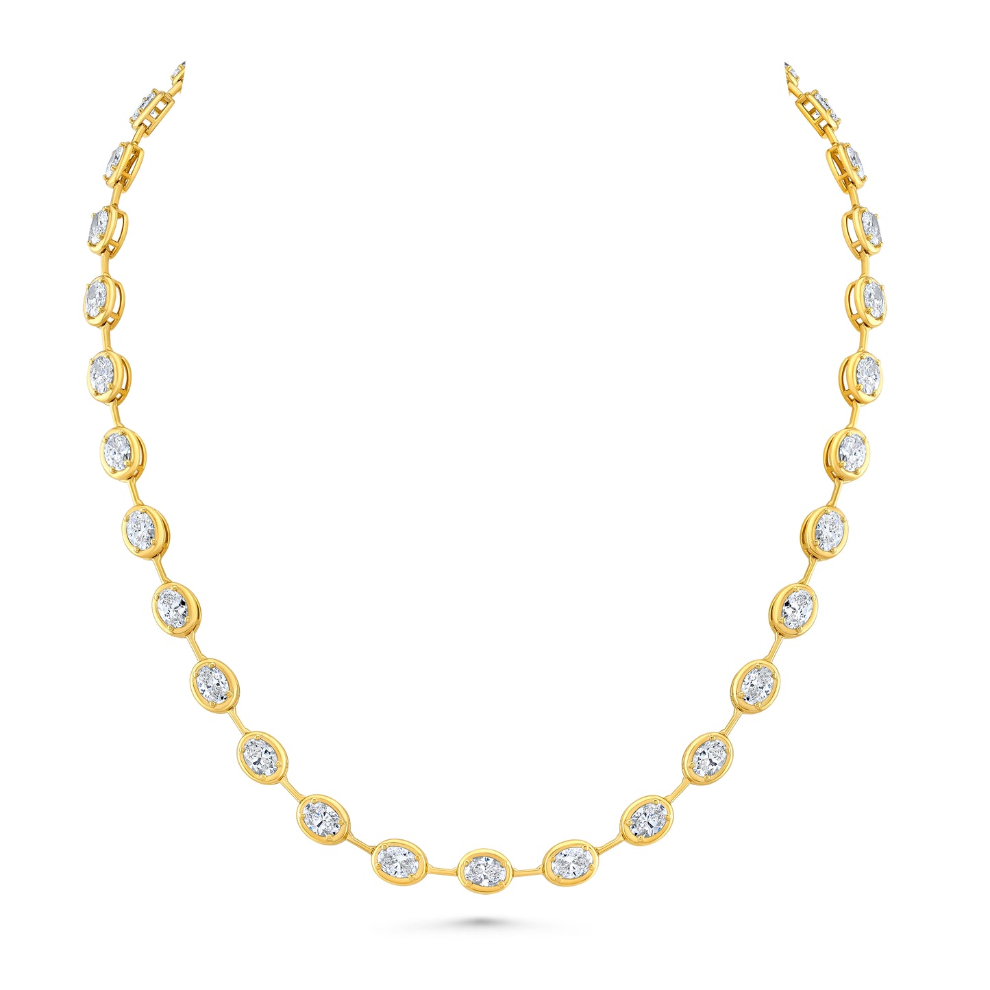 Oval Diamond Bezel Set Bar Necklace