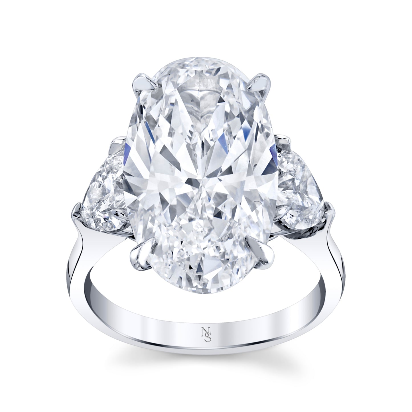 9.60 Carat Oval Diamond Ring with Heart Accents